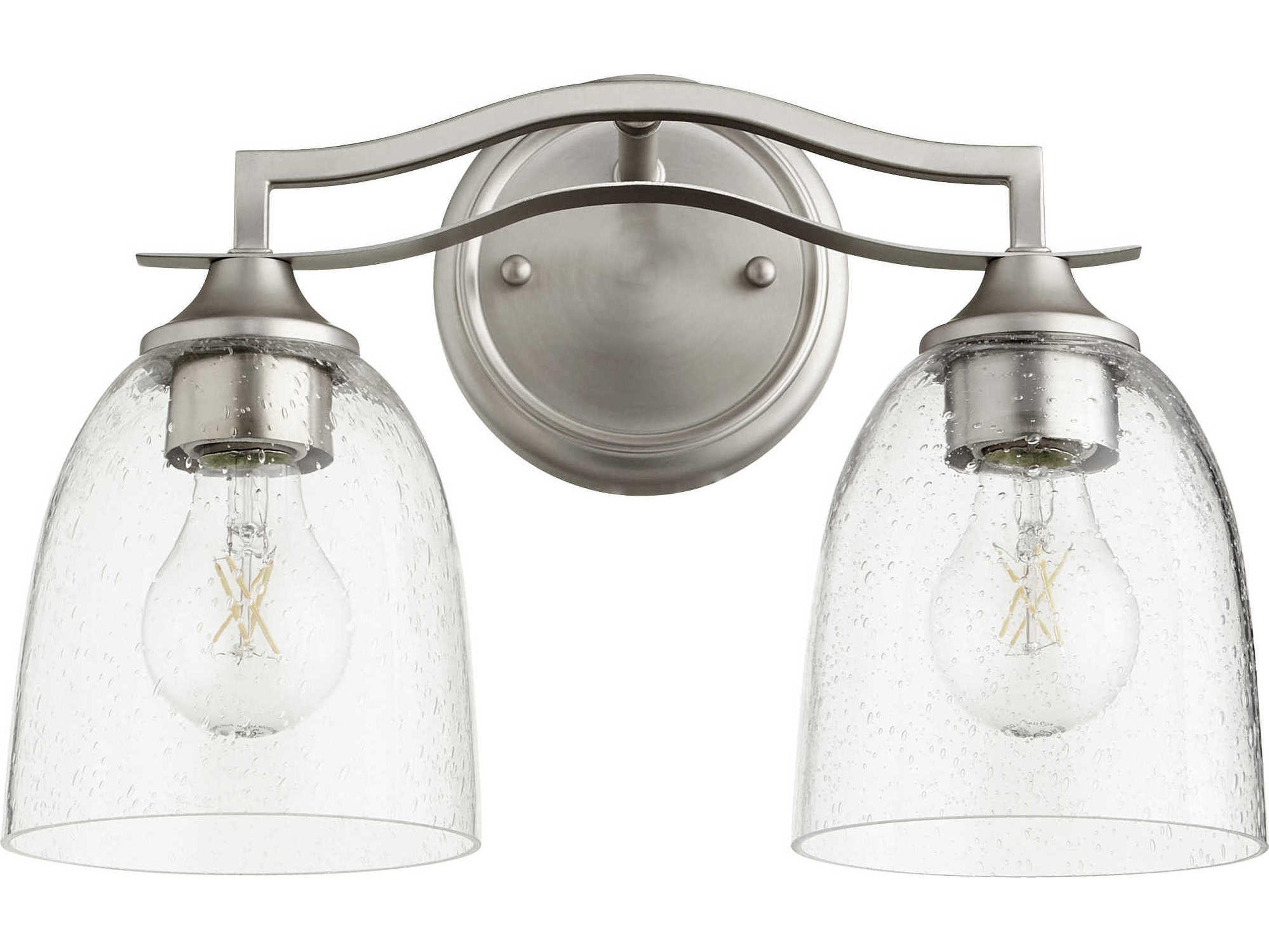 Jardin 2-Light Satin Nickel With Clear Seeded Glass Vanity Light