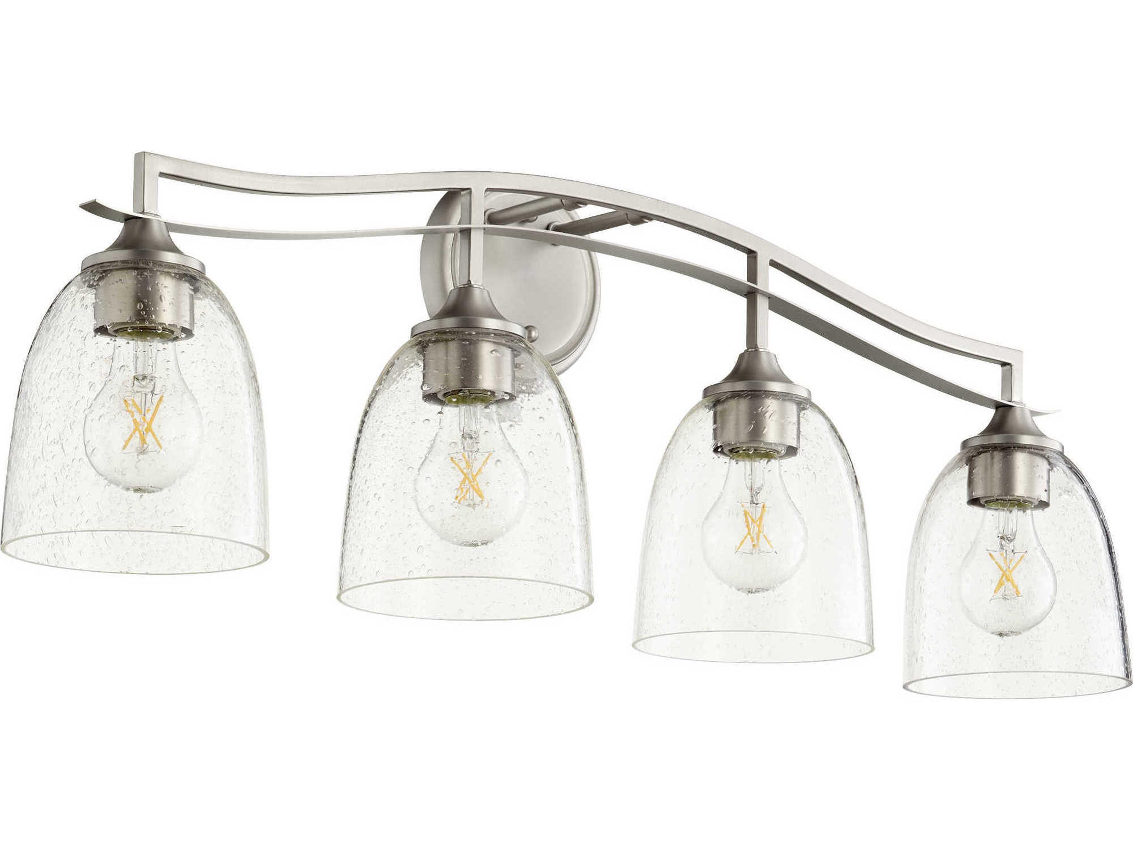 Jardin 4-Light Satin Nickel With Clear Seeded Glass Vanity Light