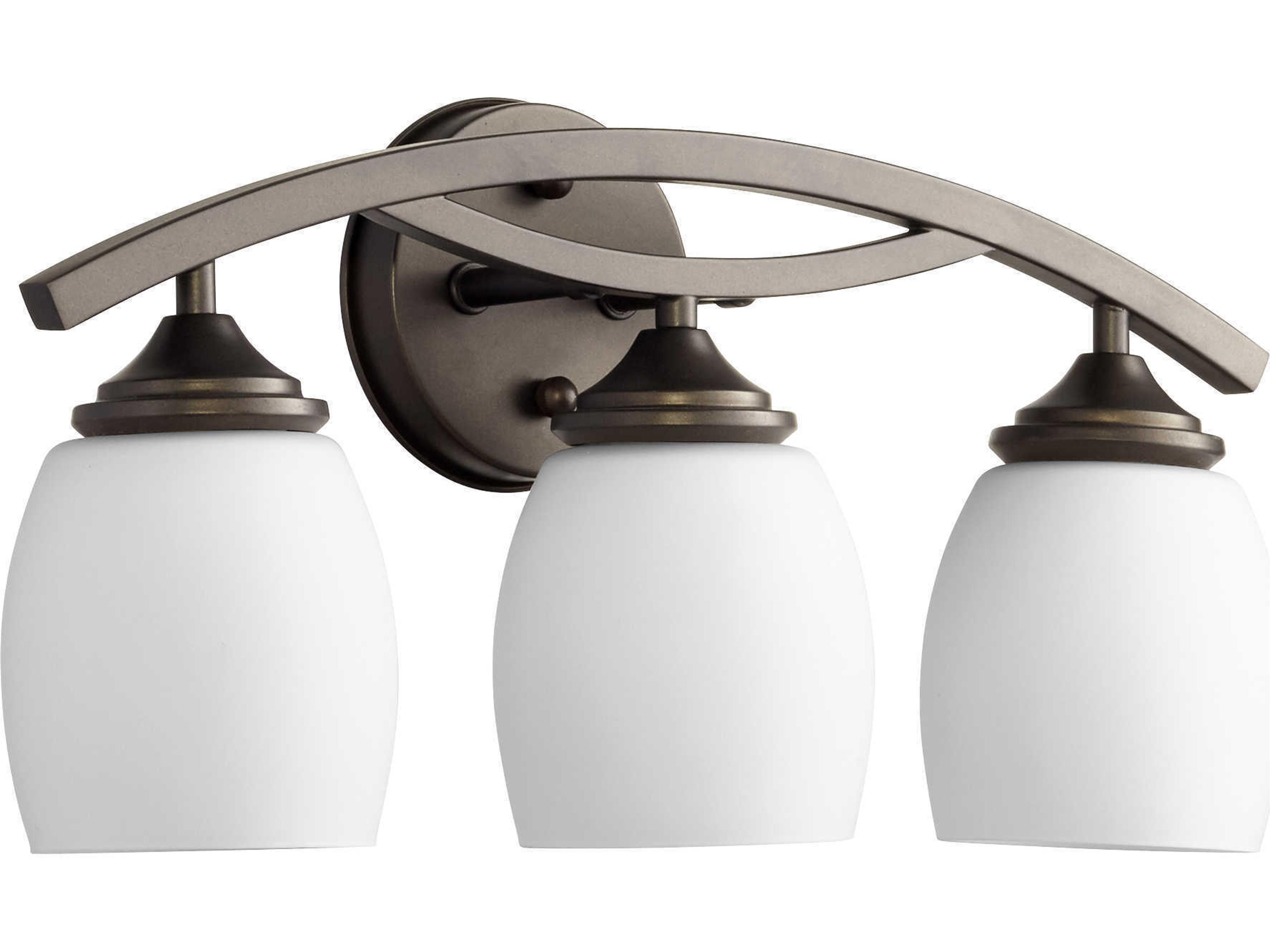 Quorum 3-Light Oiled Bronze Glass Vanity Light