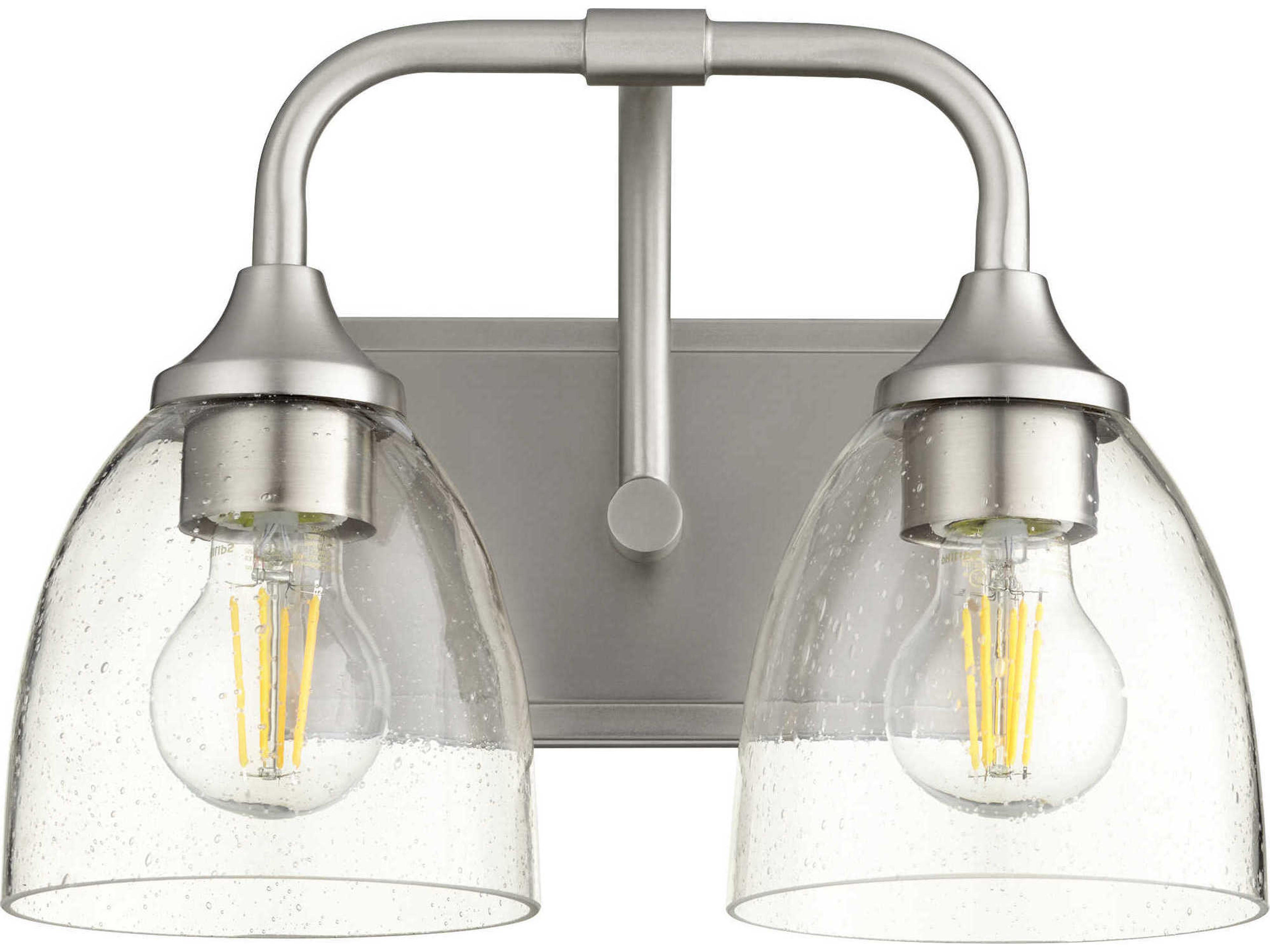 Enclave 2-Light Satin Nickel With Clear Seeded Glass Vanity Light