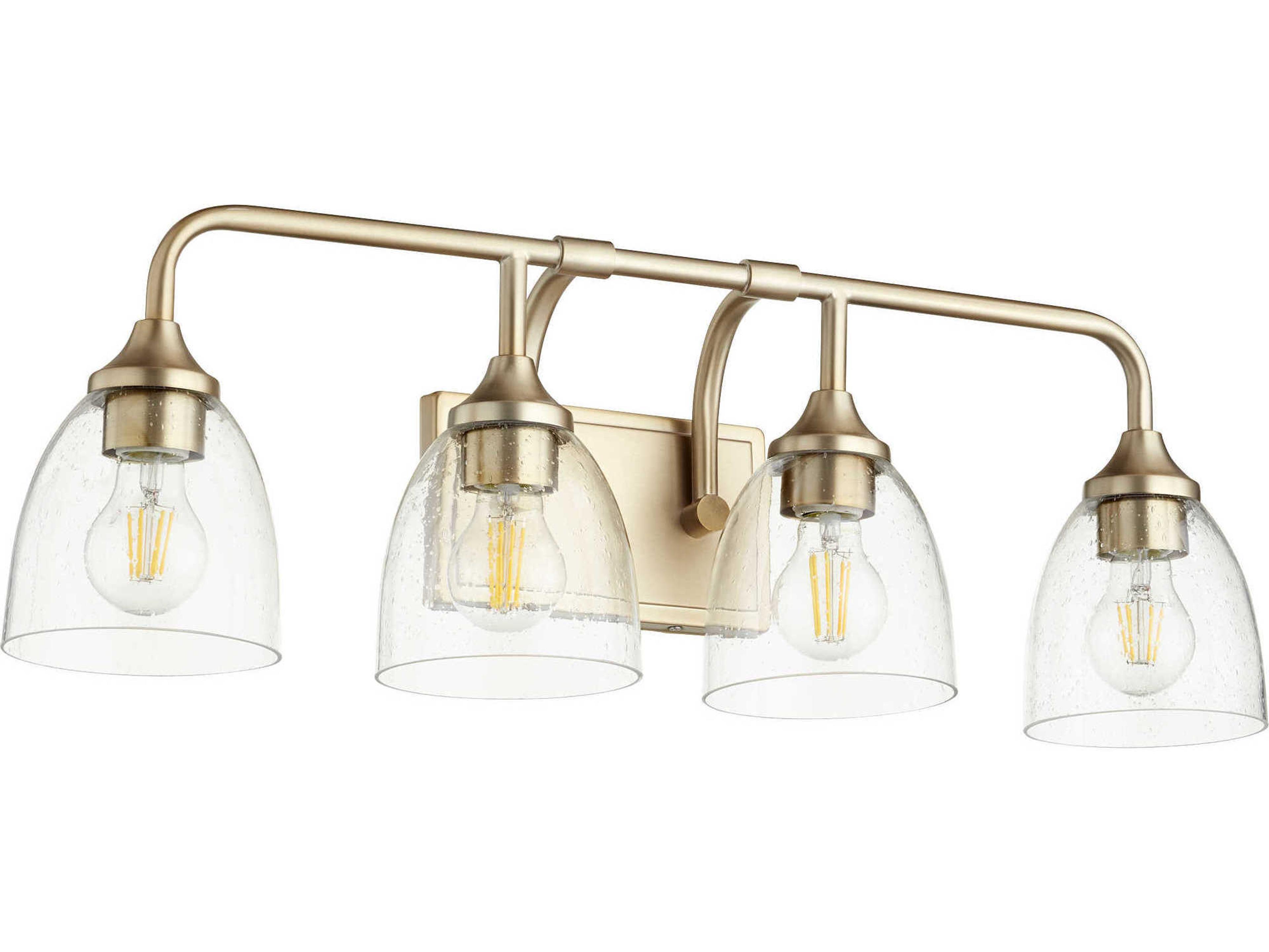 Enclave 4-Light Aged Brass With Clear Seeded Glass Vanity Light