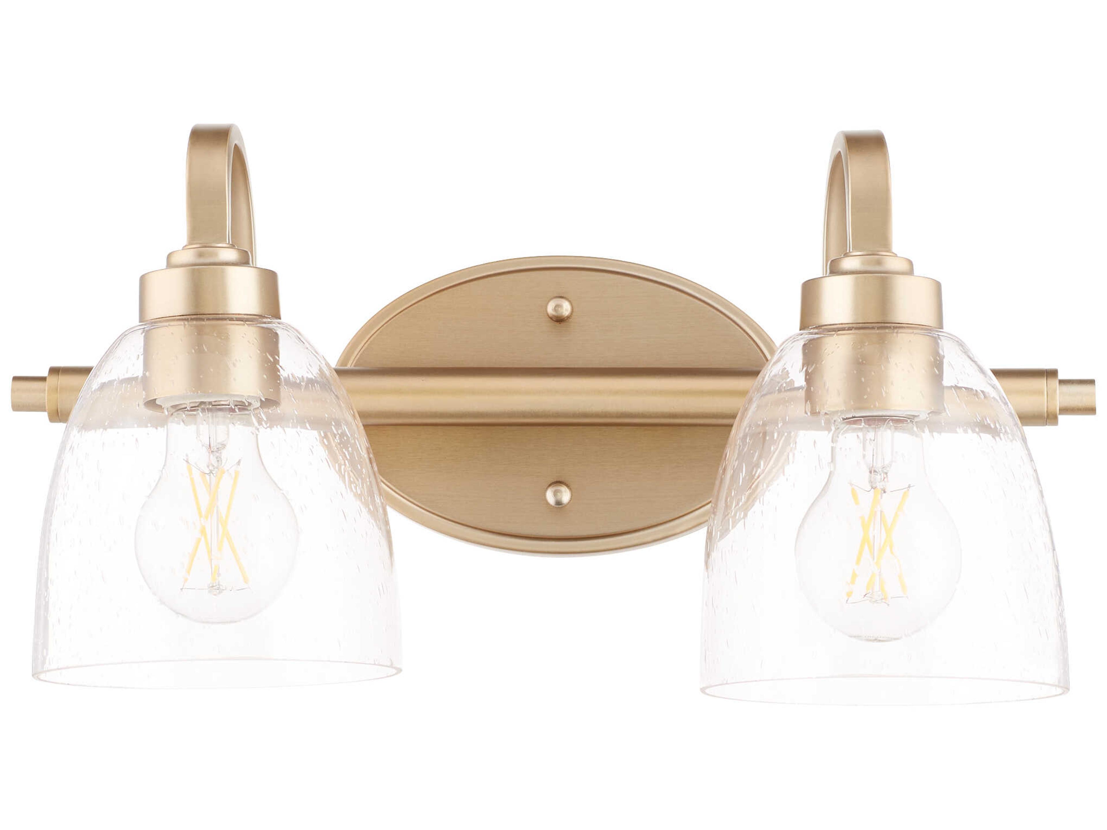 Reyes 2-Light Aged Brass Glass Vanity Light