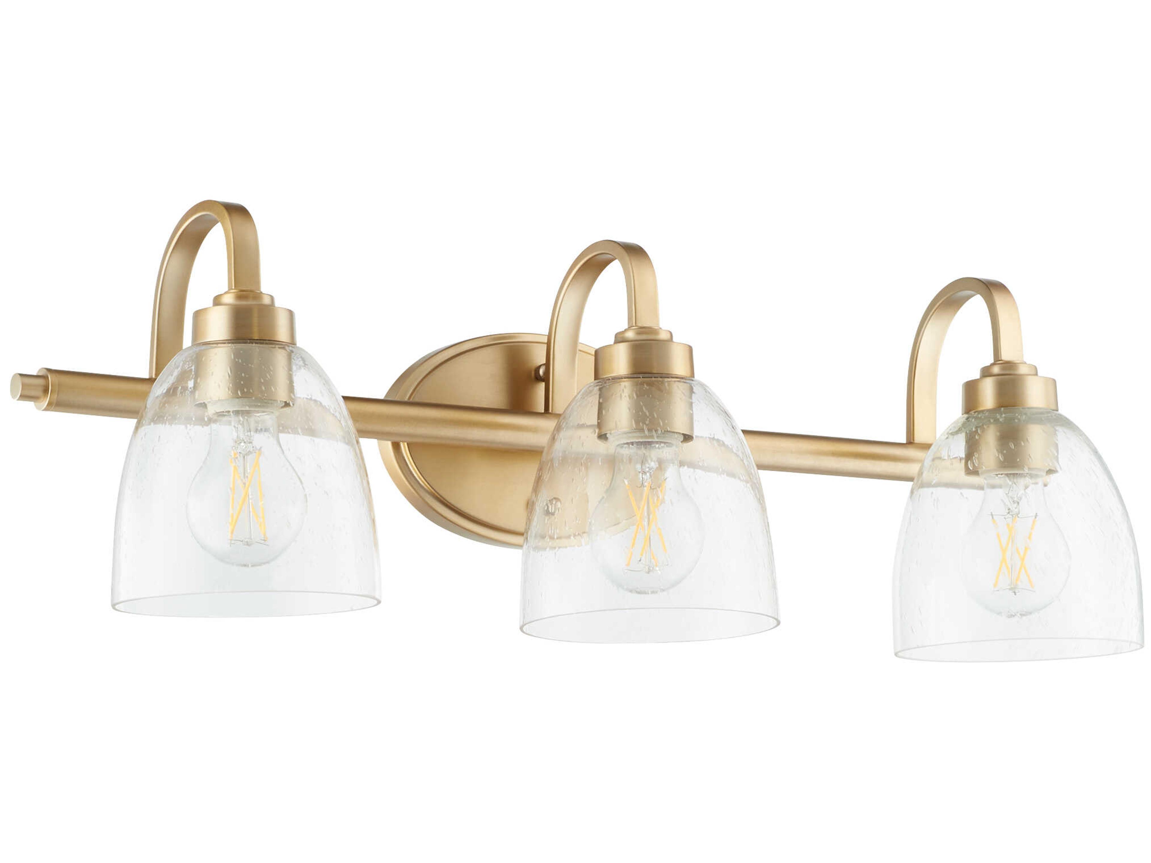 Reyes 3-Light Aged Brass Glass Vanity Light
