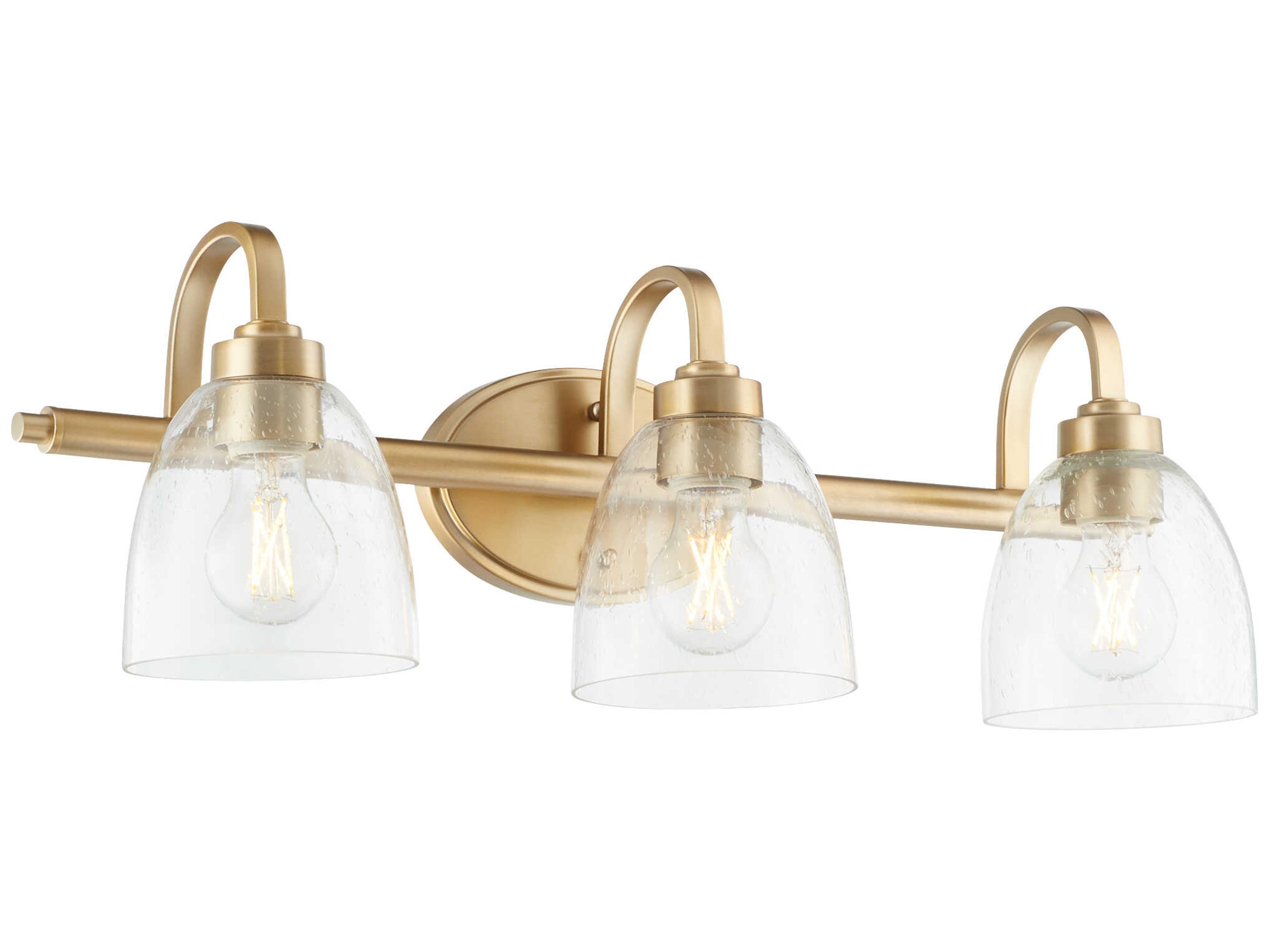 Quorum Reyes 3-Light Aged Brass Glass Vanity Light
