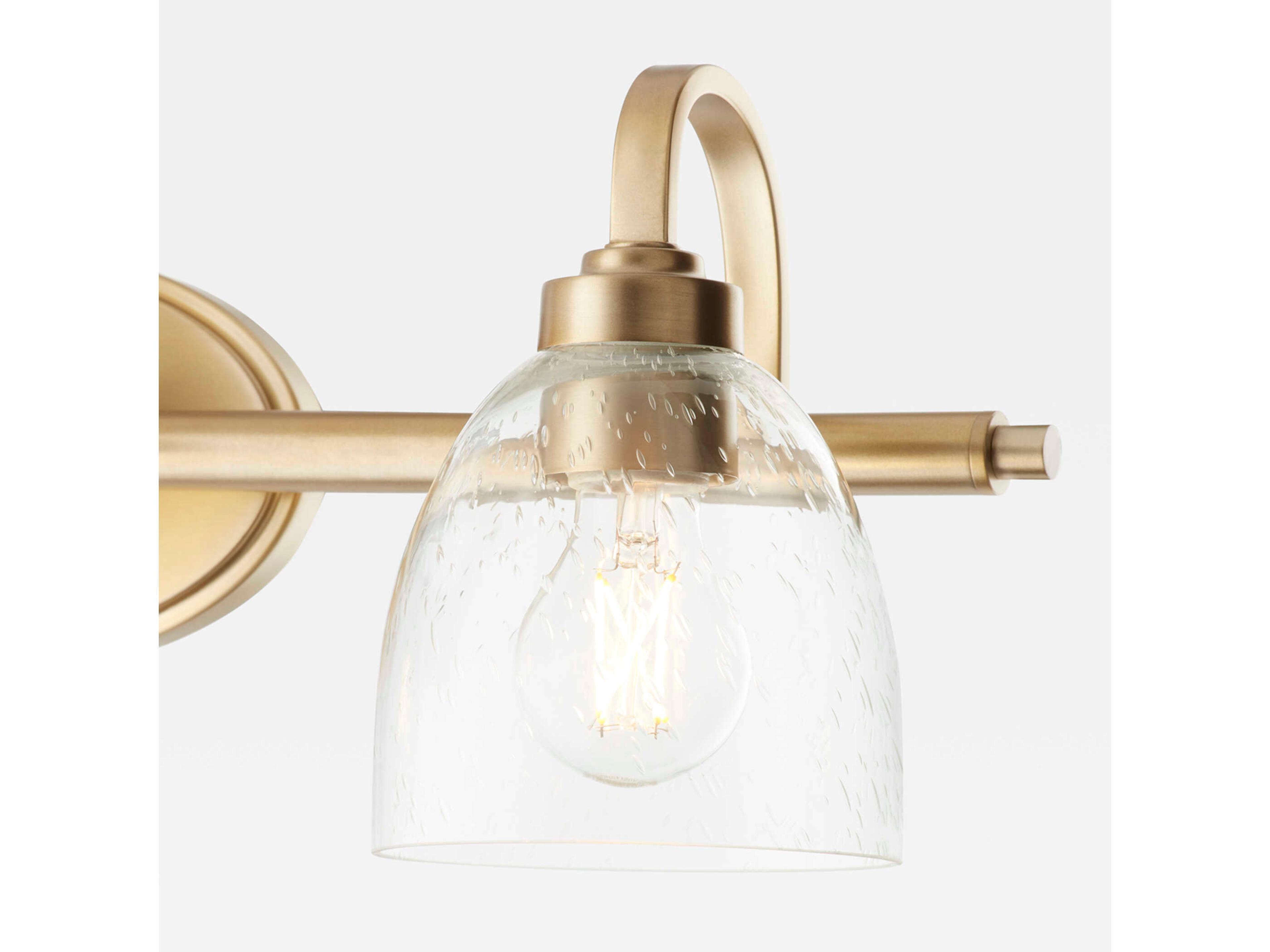 Quorum Reyes 3-Light Aged Brass Glass Vanity Light
