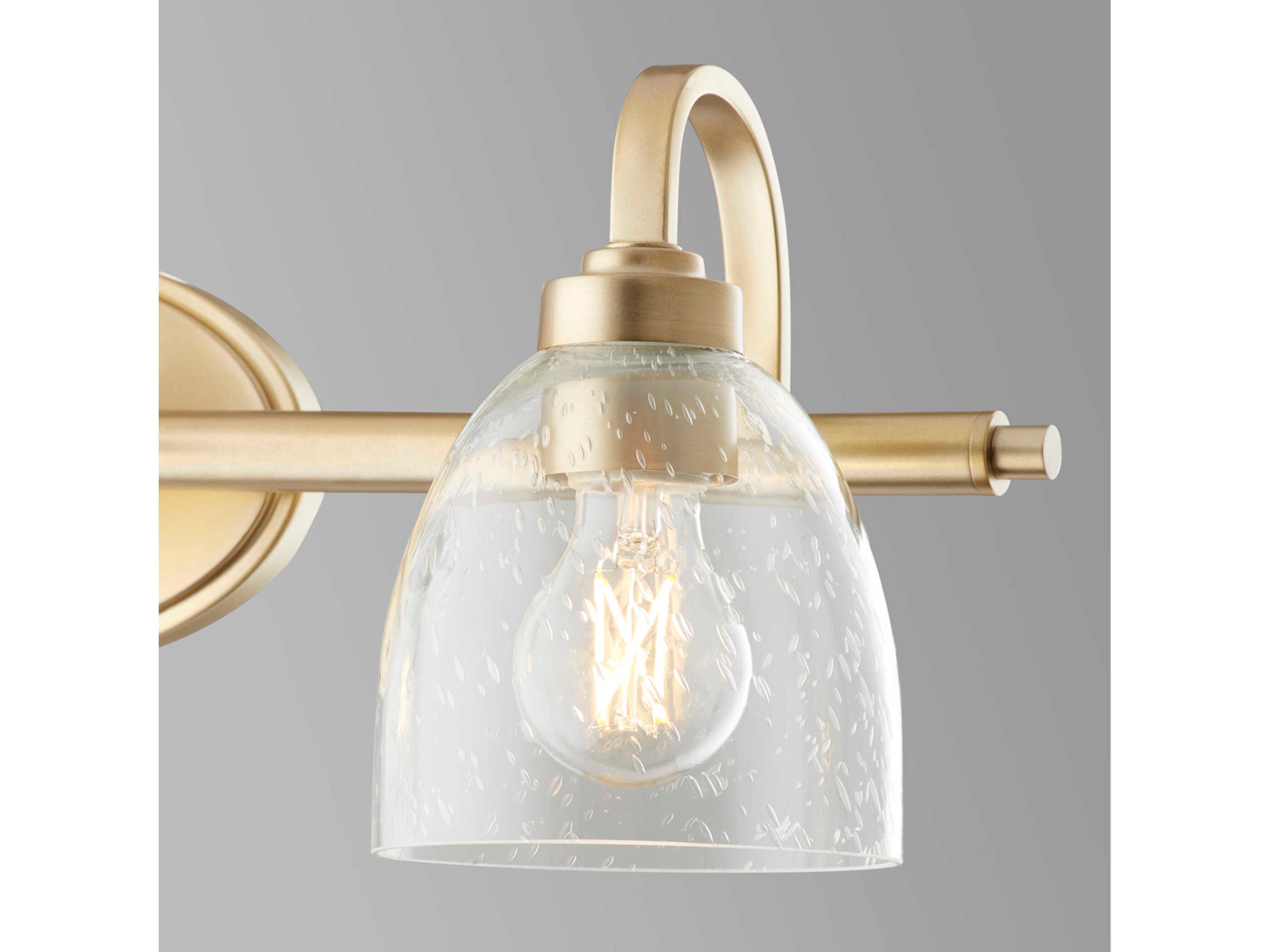 Quorum Reyes 3-Light Aged Brass Glass Vanity Light
