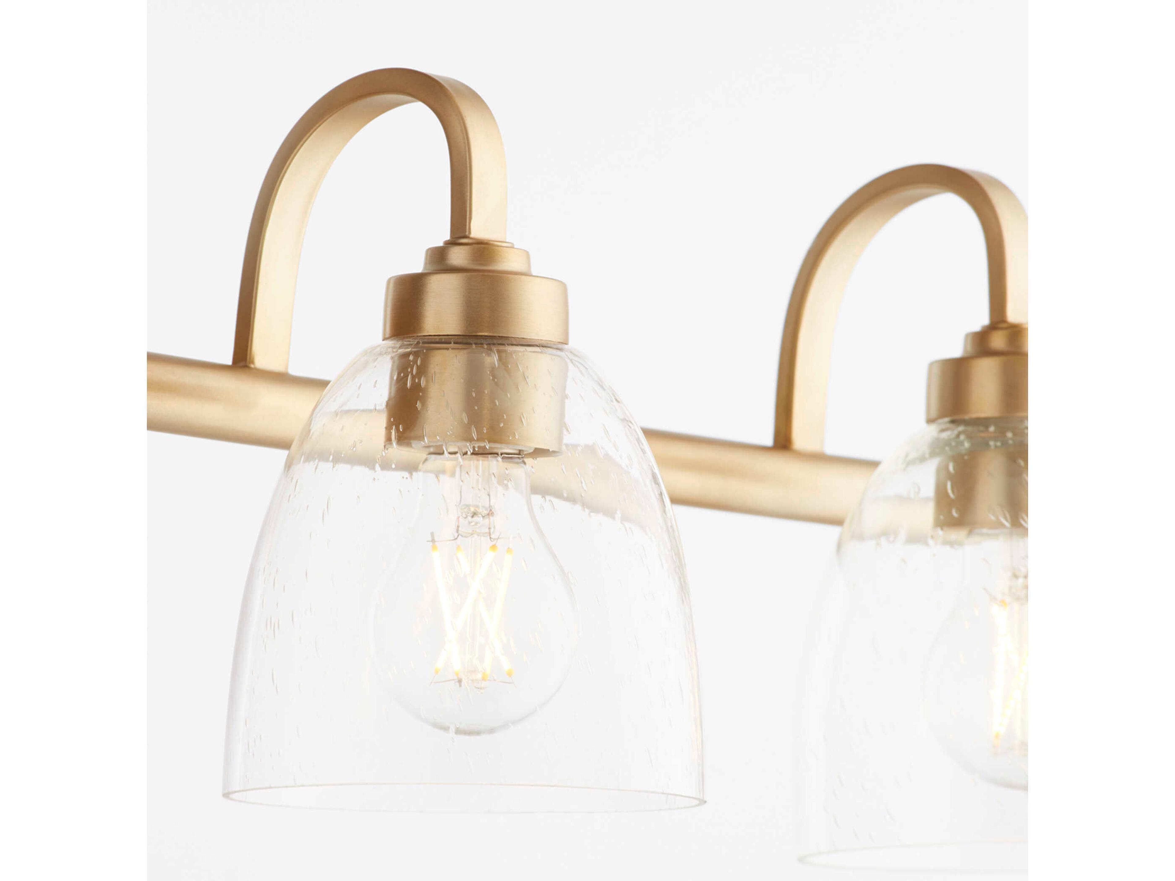 Quorum Reyes 4-Light Aged Brass Glass Vanity Light