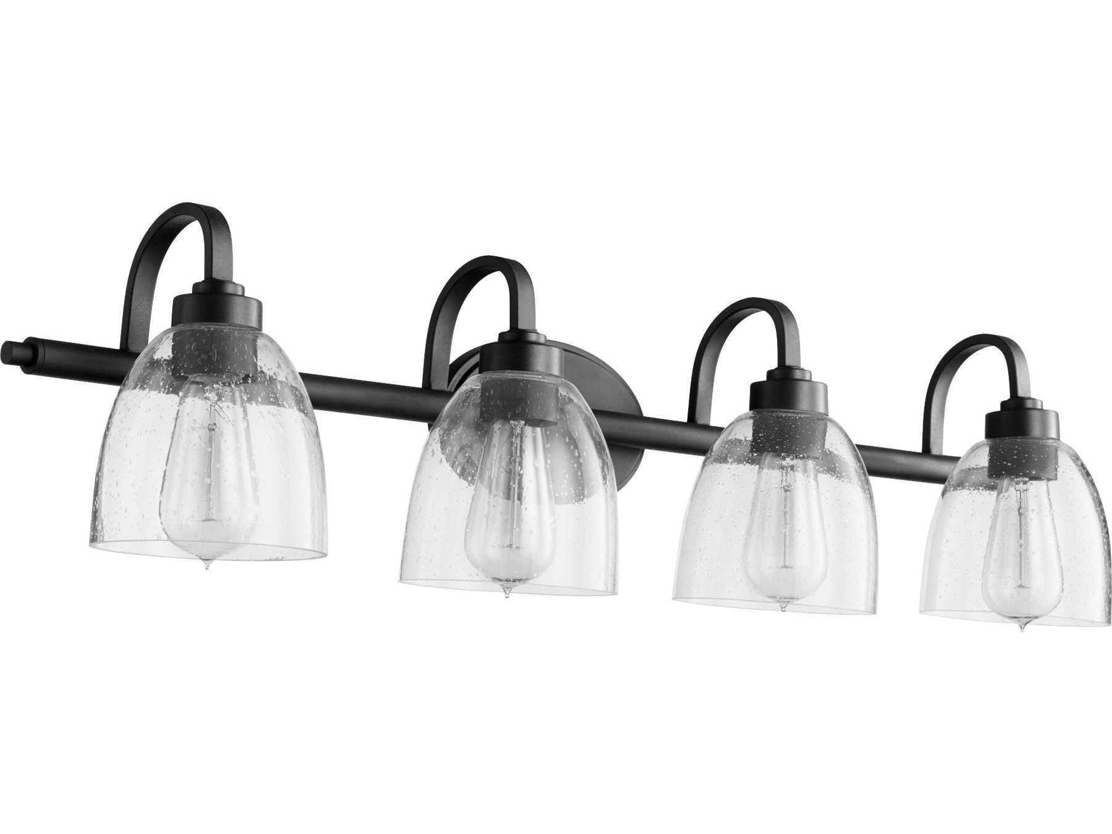Reyes 4-Light Noir With Clear Seeded Black Glass Vanity Light