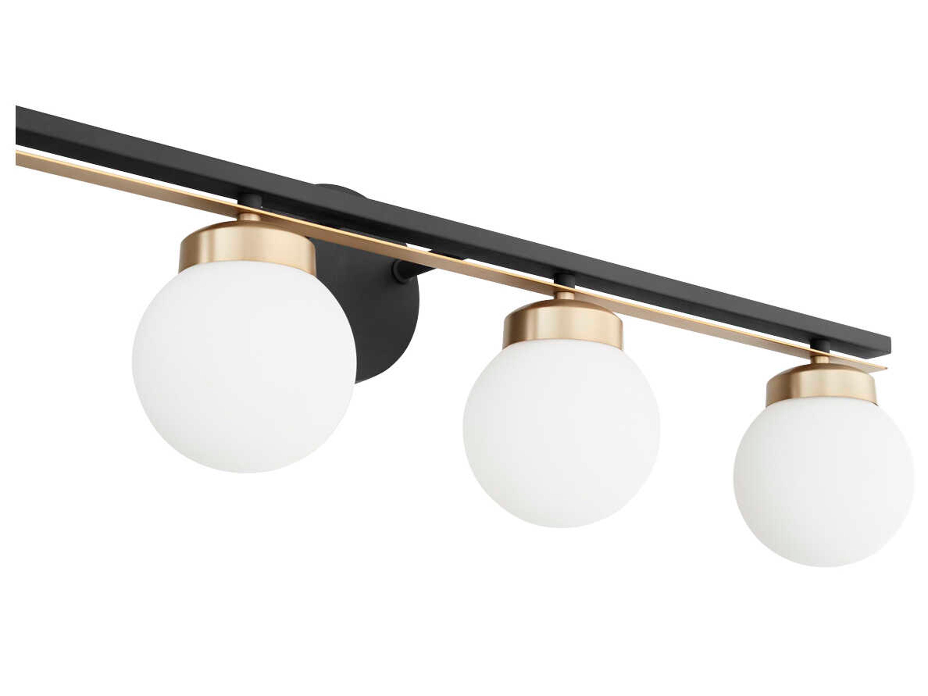 Quorum Nimbus 4-Light Textured Black Aged Brass Glass Vanity Light