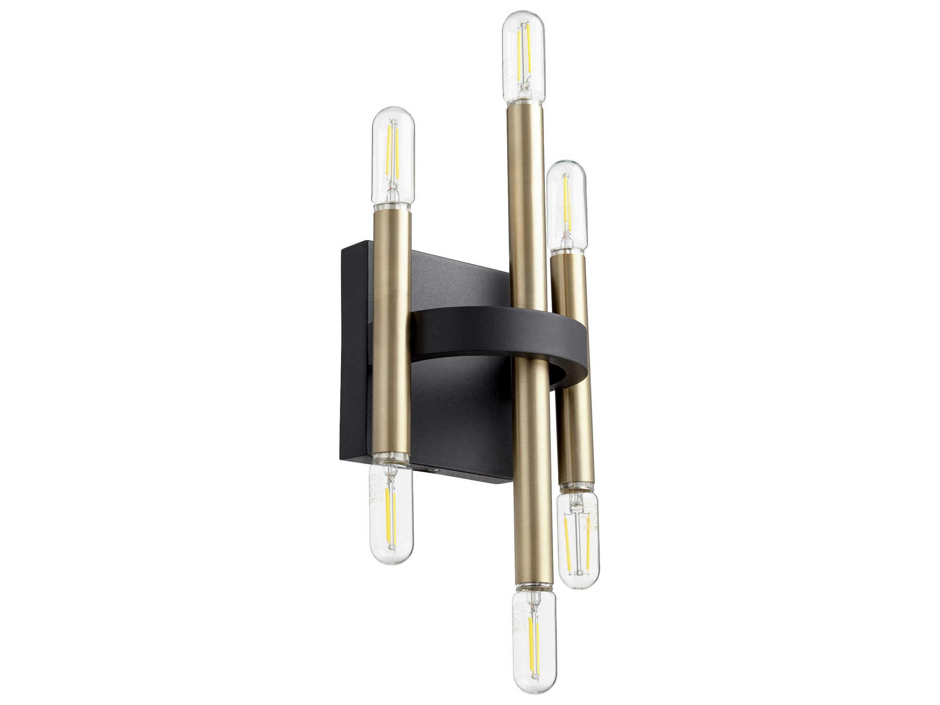 Luxe 6-Light Noir With Aged Brass Black Wall Sconce