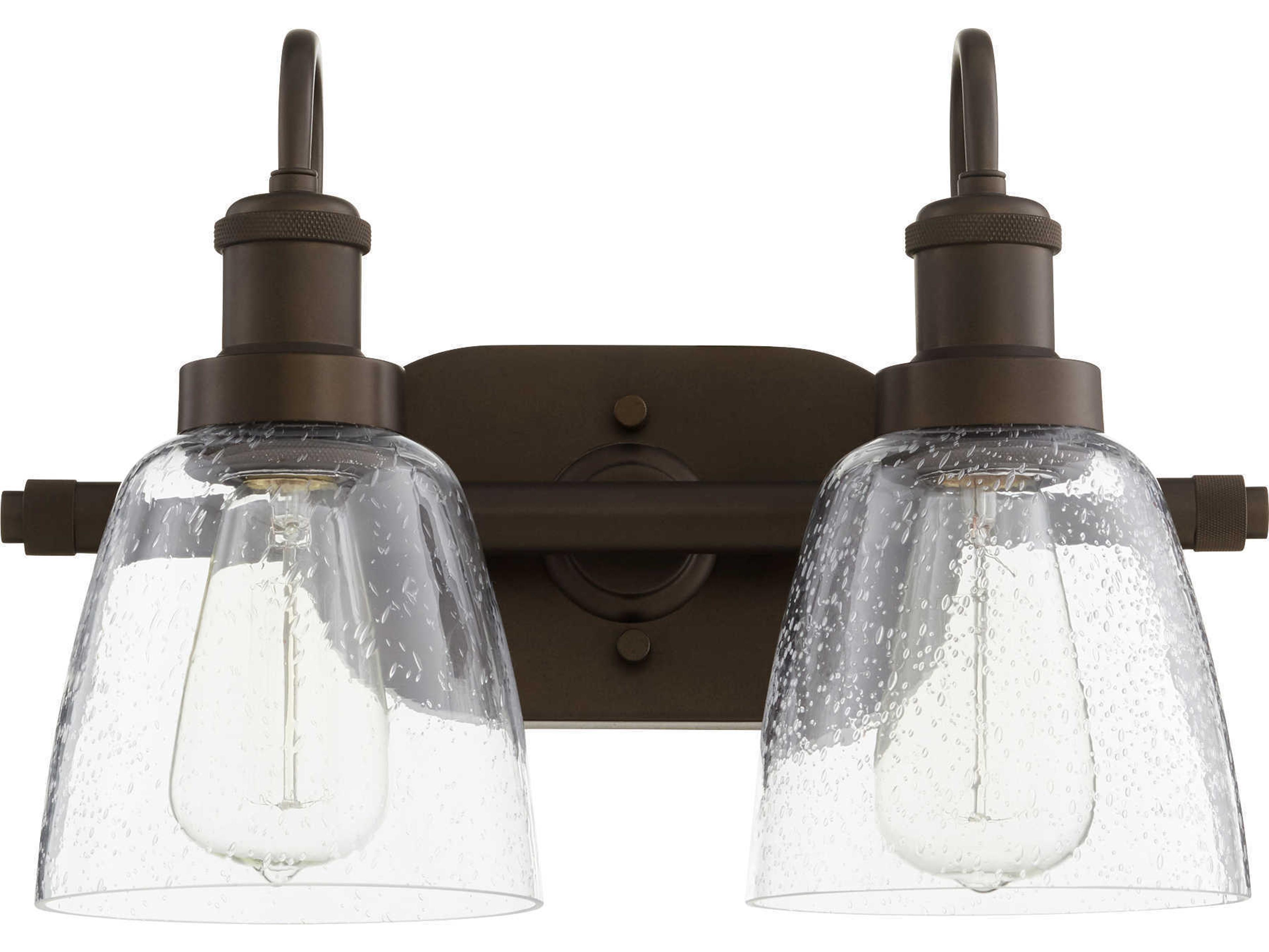 2-Light Oiled Bronze Glass Vanity Light