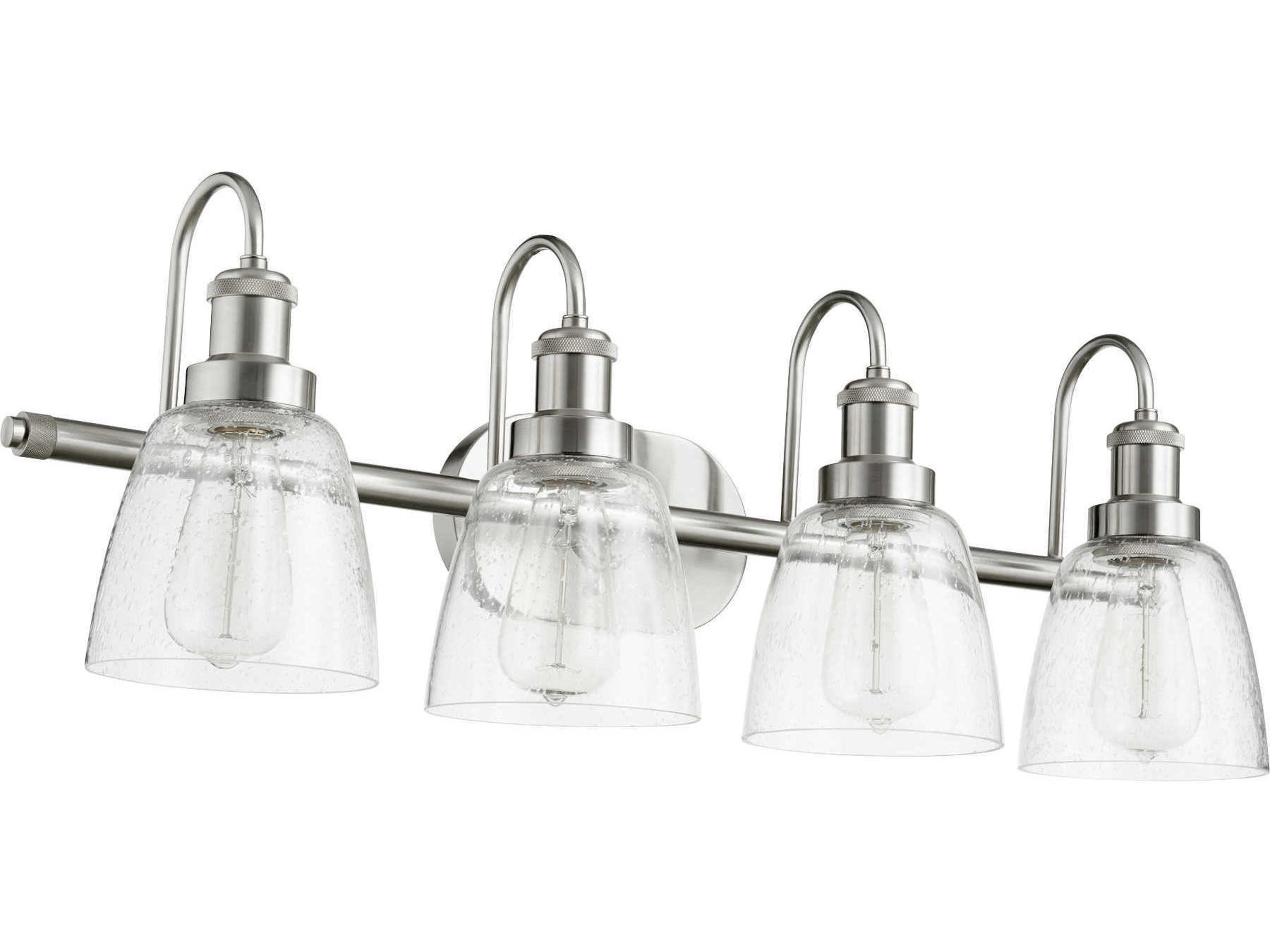 4-Light Satin Nickel Glass Vanity Light