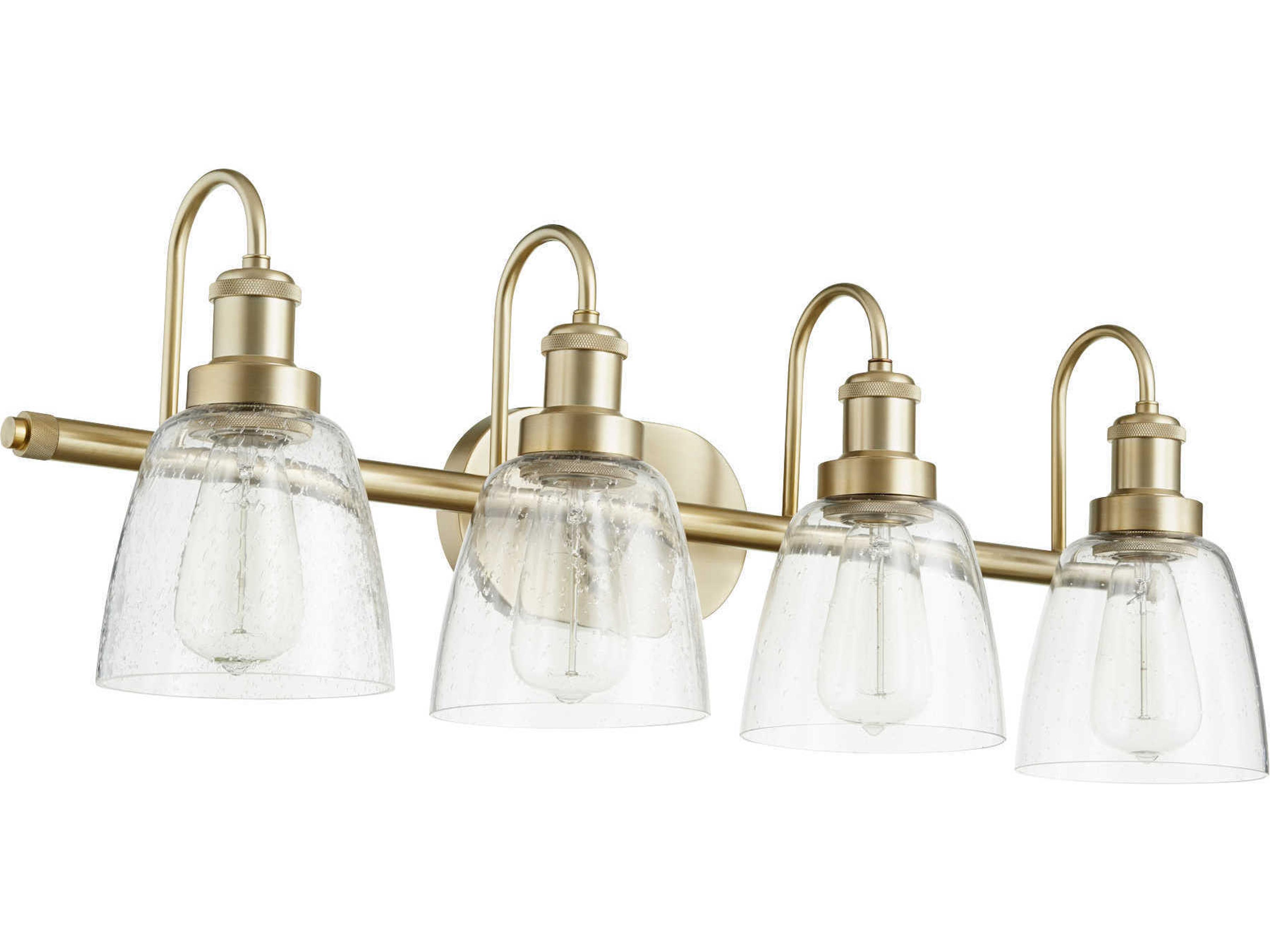 4-Light Aged Brass Glass Vanity Light