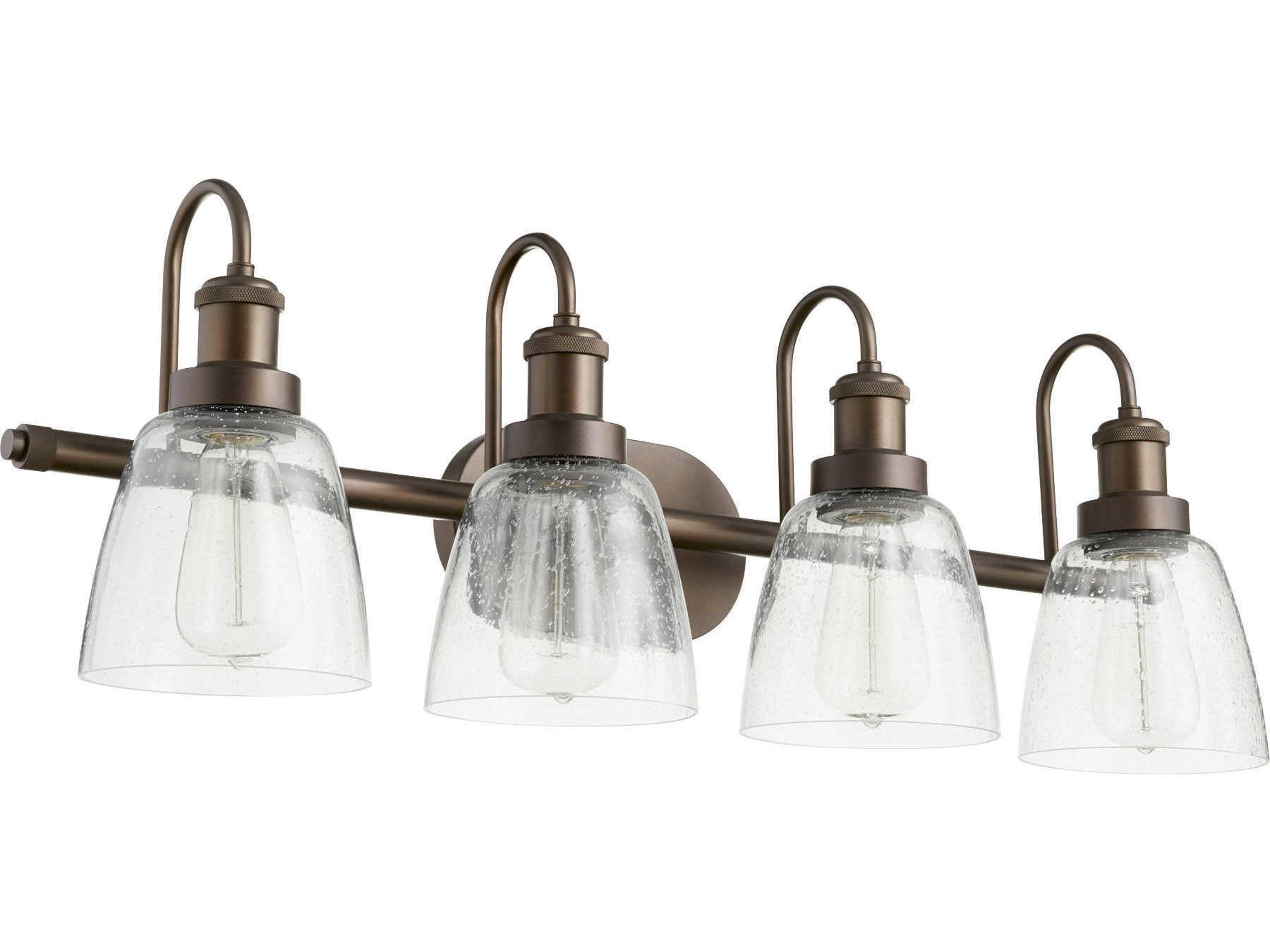 4-Light Oiled Bronze Glass Vanity Light
