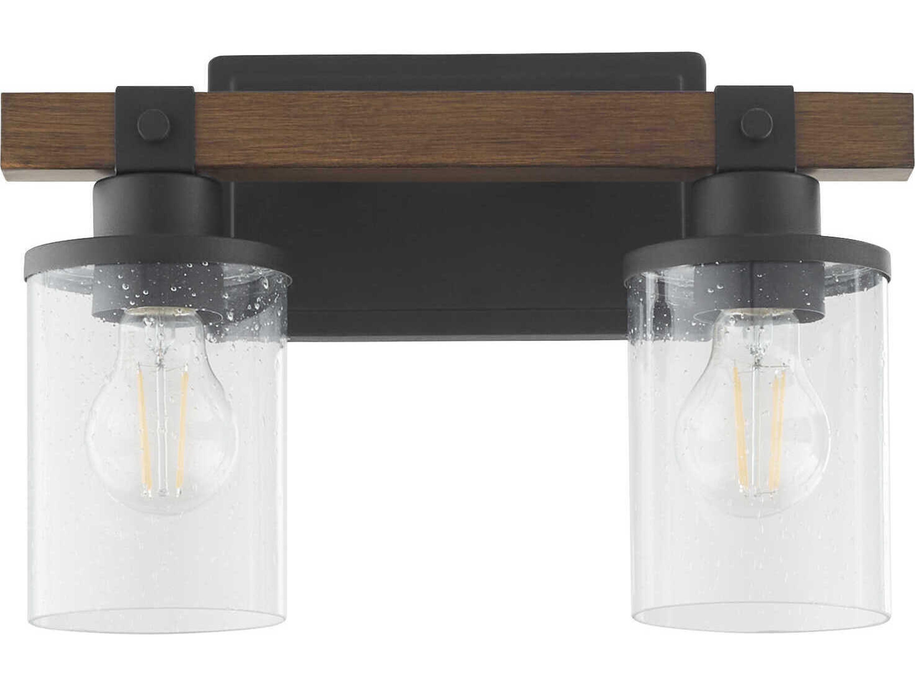 Alpine 2-Light Textured Black Walnut Vanity Light