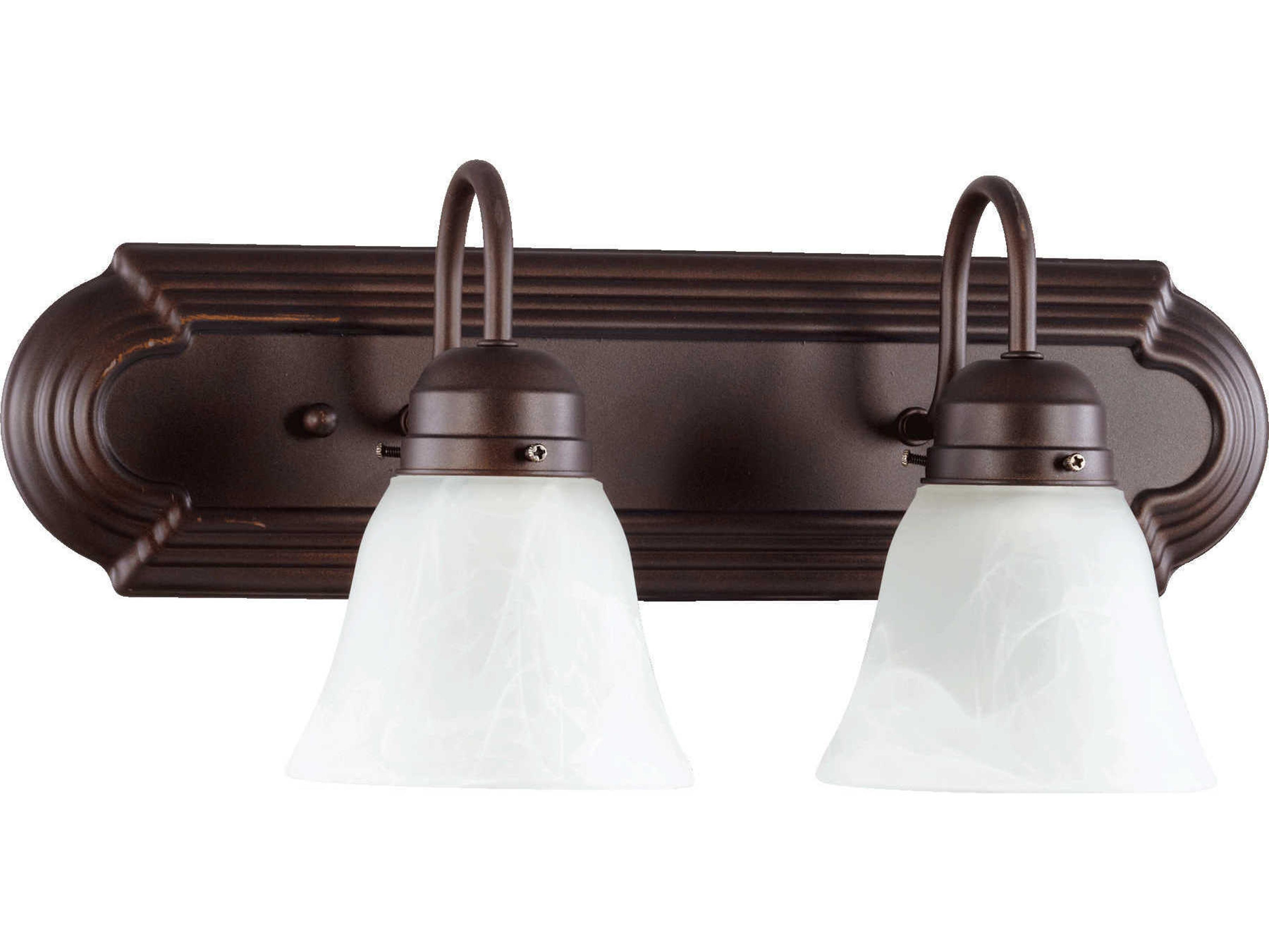 Quorum 2-Light Oiled Bronze With Faux Alabaster Glass Vanity Light