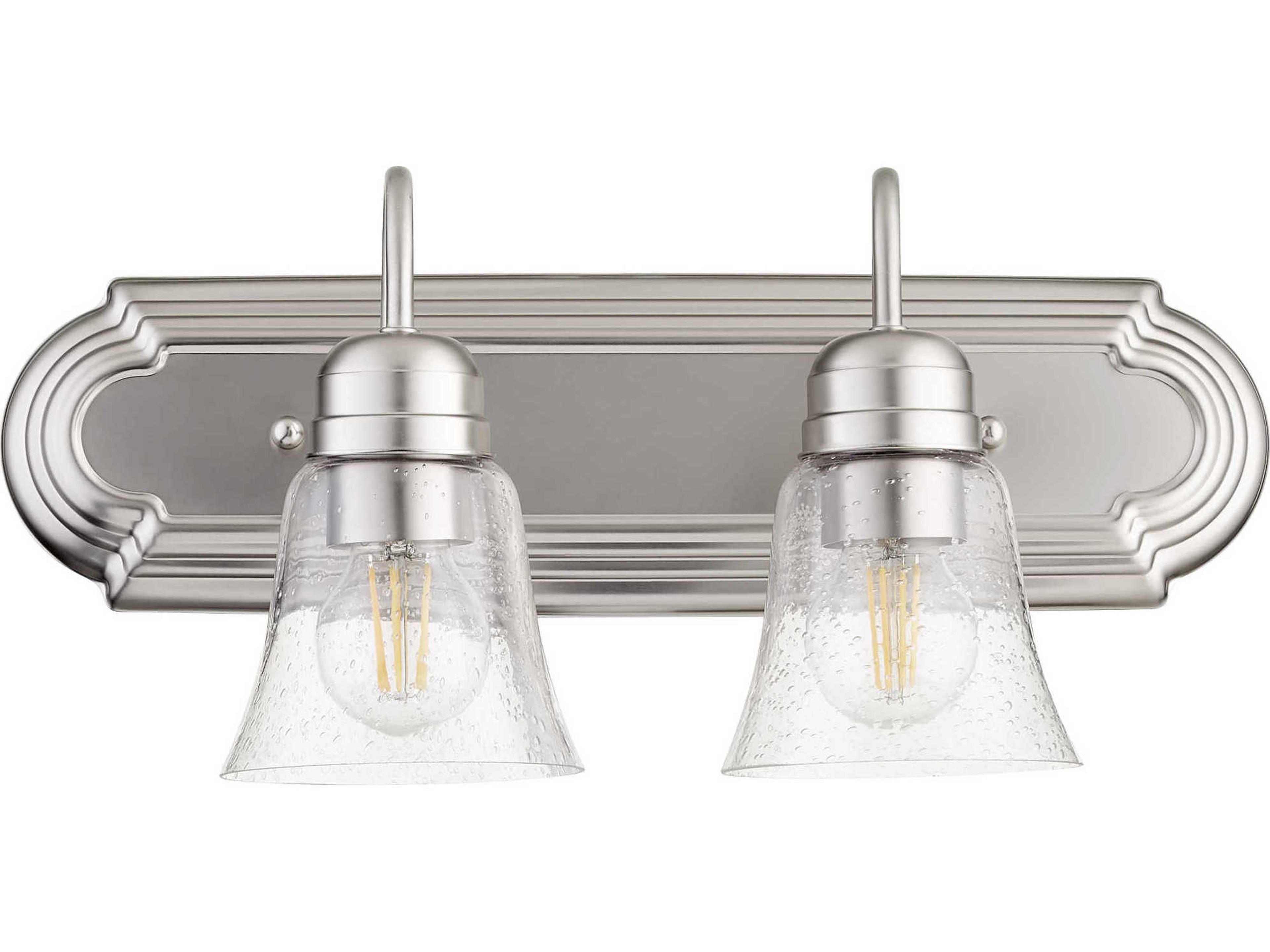 2-Light Satin Nickel With Clear Seeded Glass Vanity Light