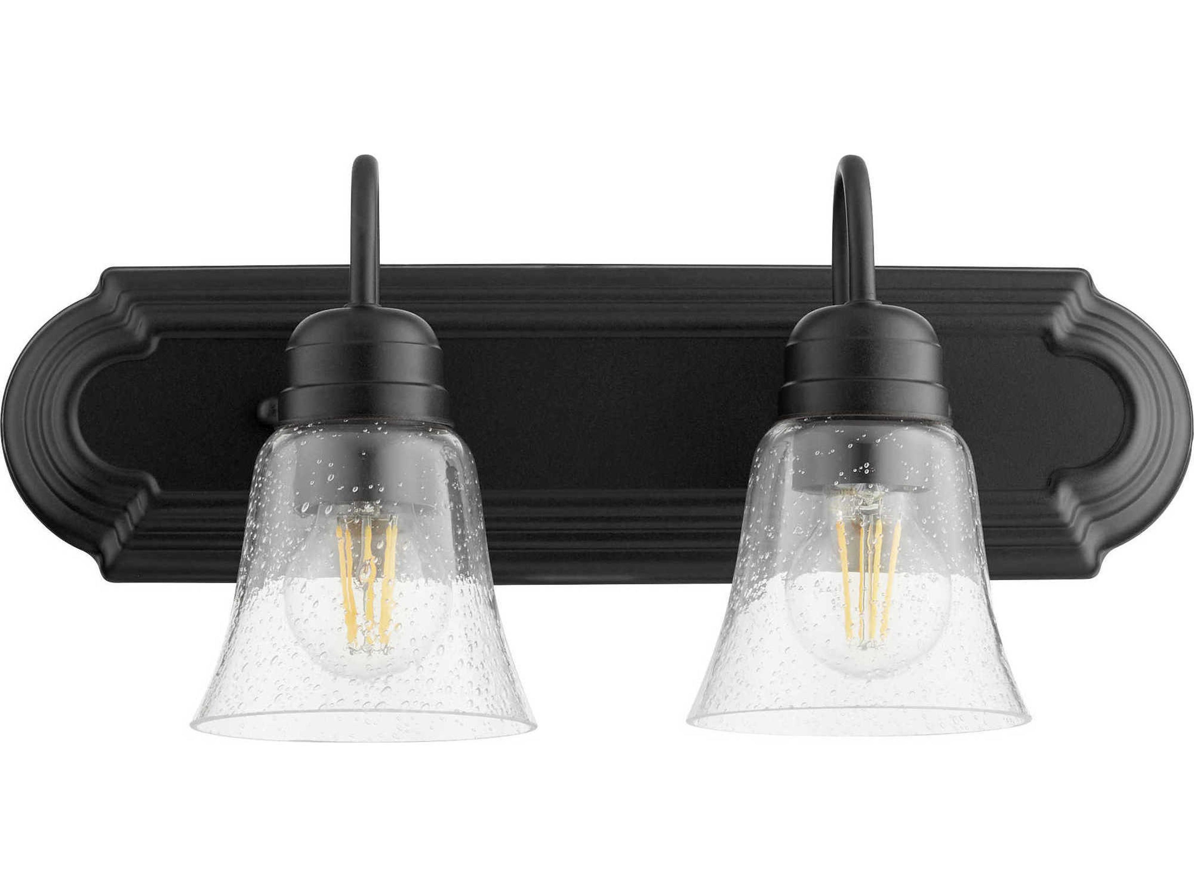 2-Light Noir With Clear Seeded Glass Vanity Light