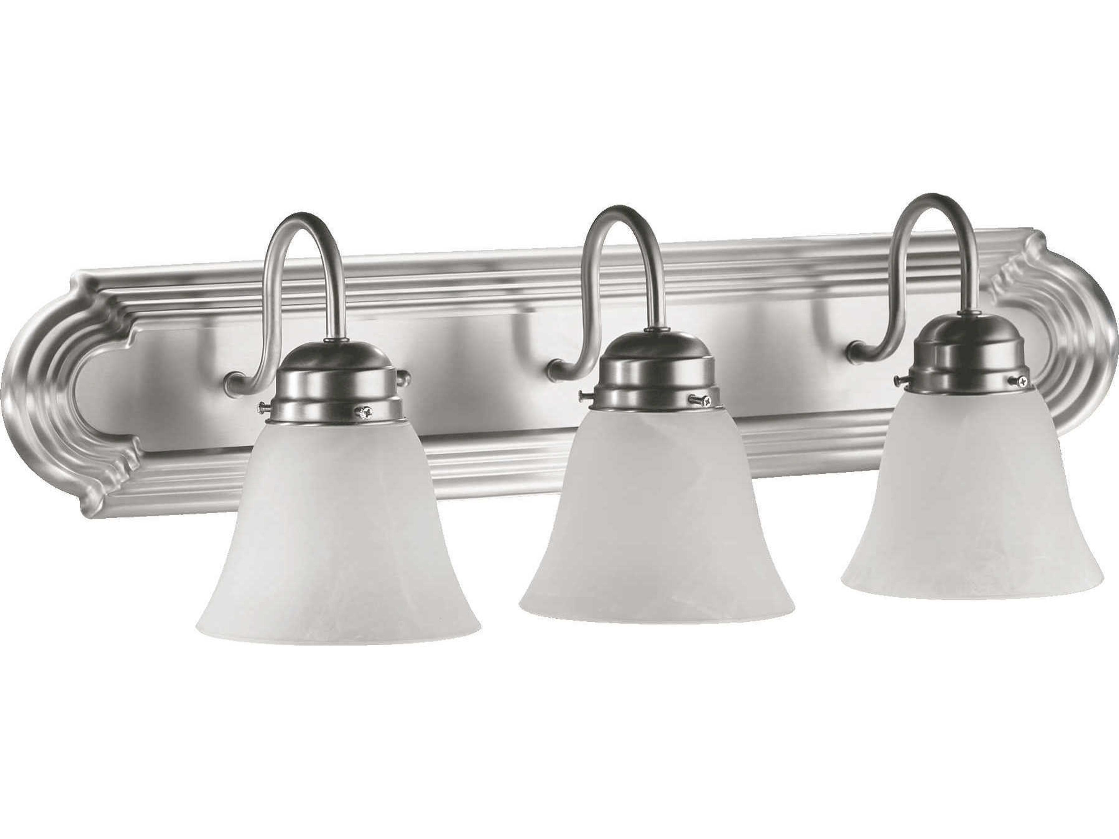 3-Light Satin Nickel Silver Glass Vanity Light