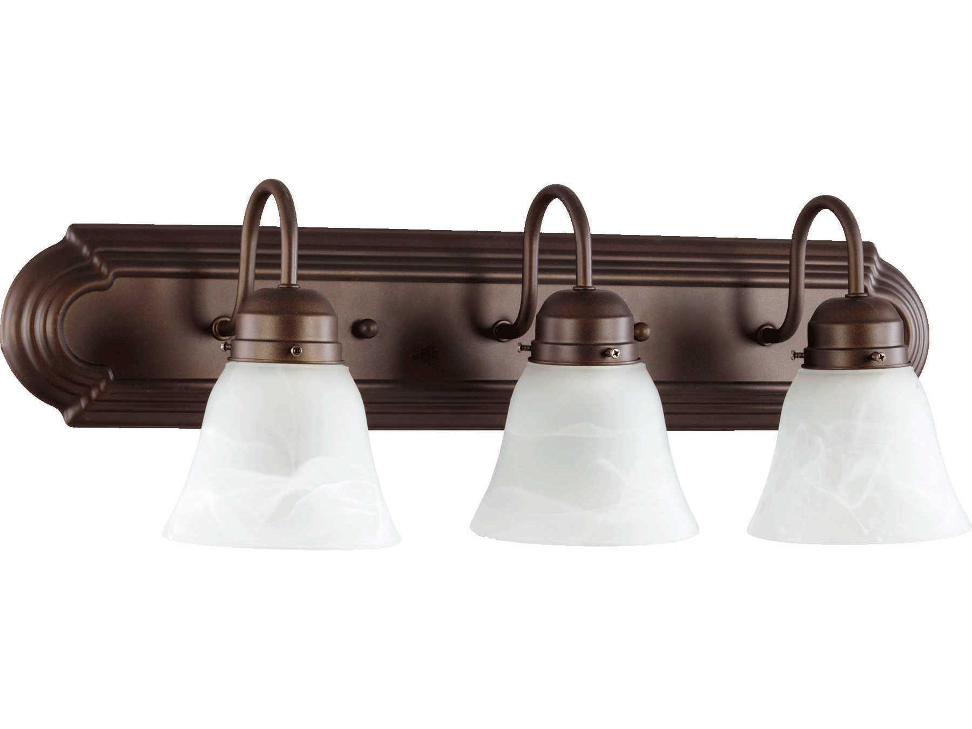 3-Light Oiled Bronze With Faux Alabaster Glass Vanity Light
