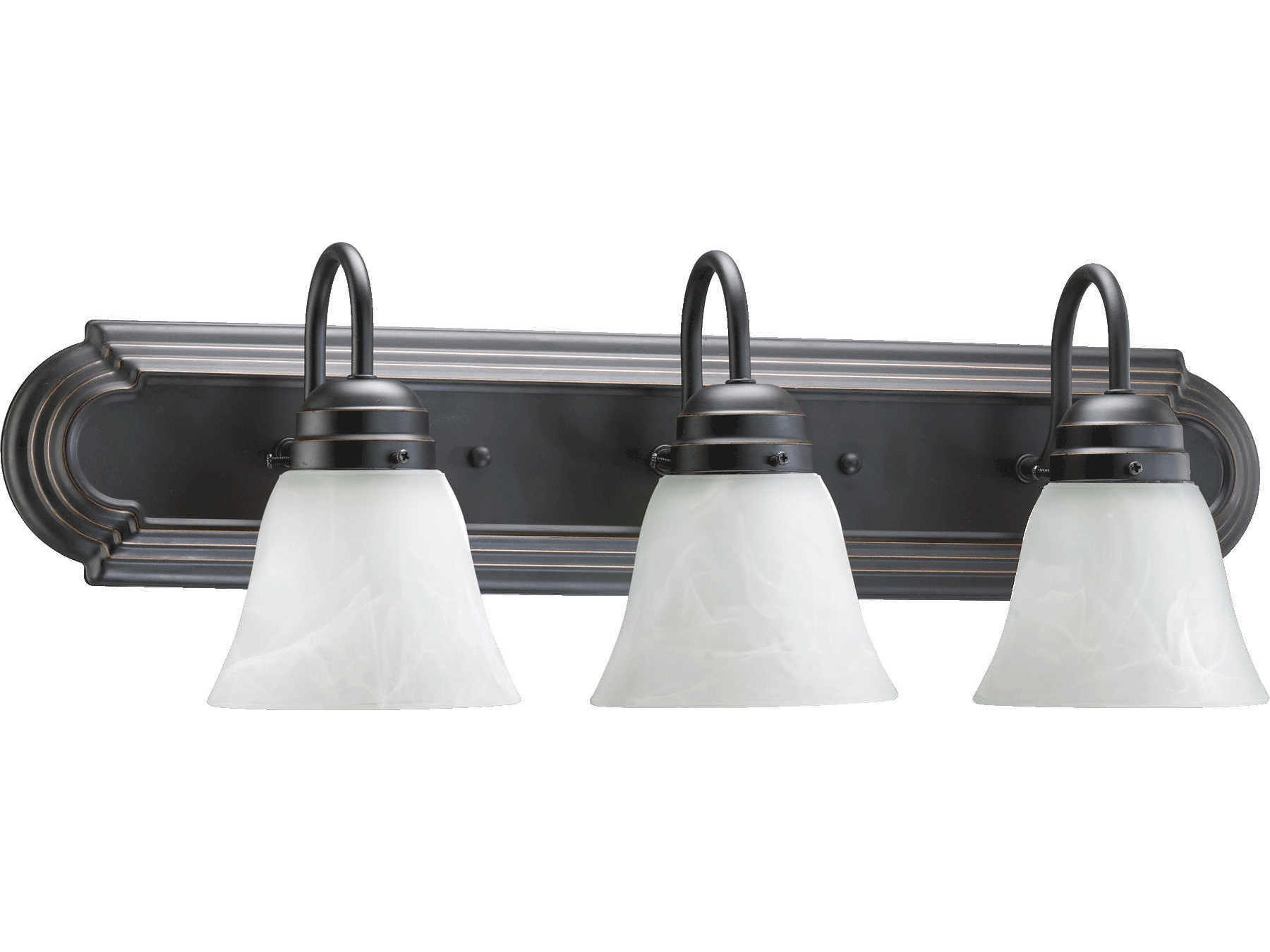 3-Light Old World Bronze Glass Vanity Light