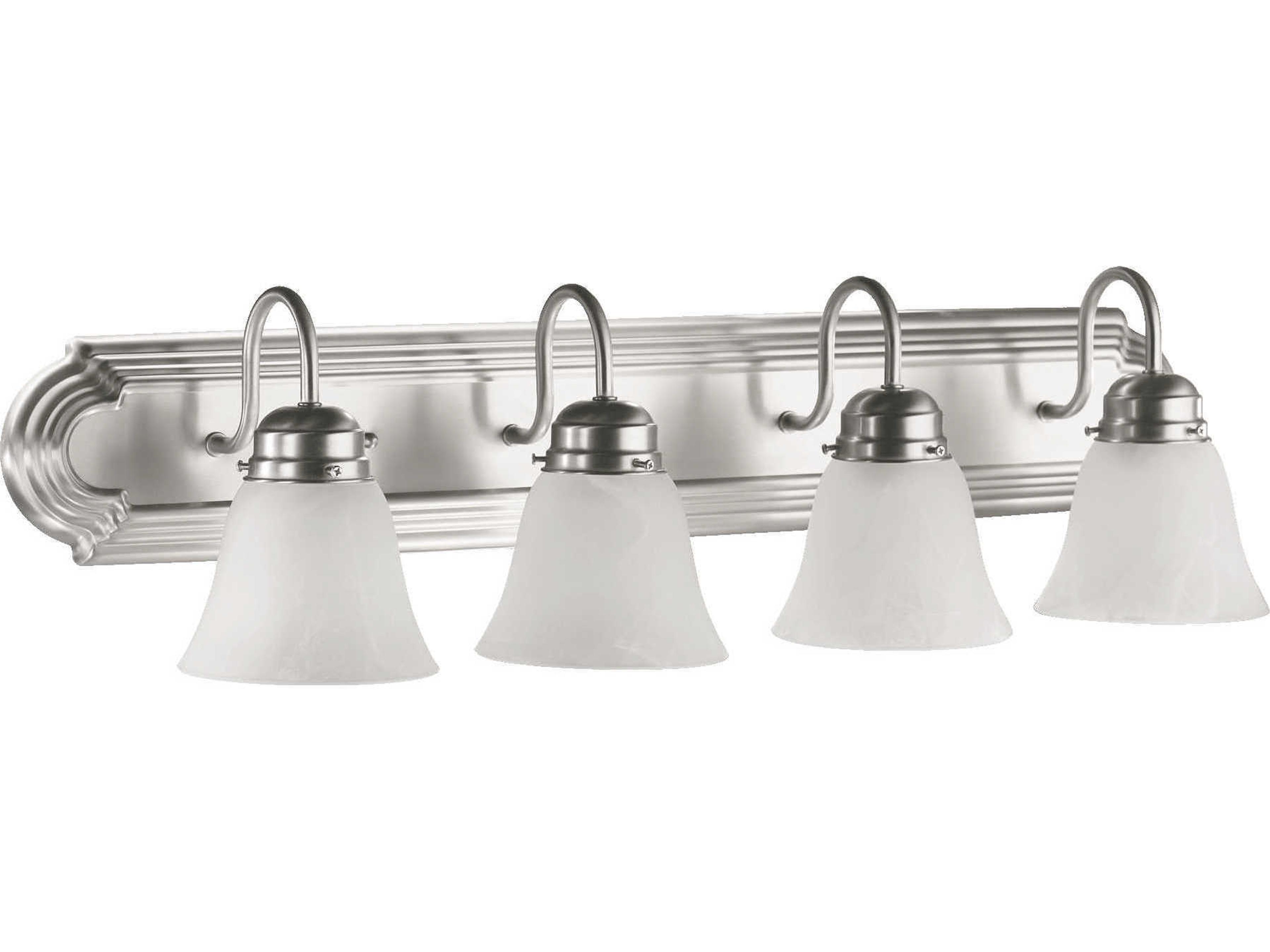 4-Light Satin Nickel Silver Glass Vanity Light