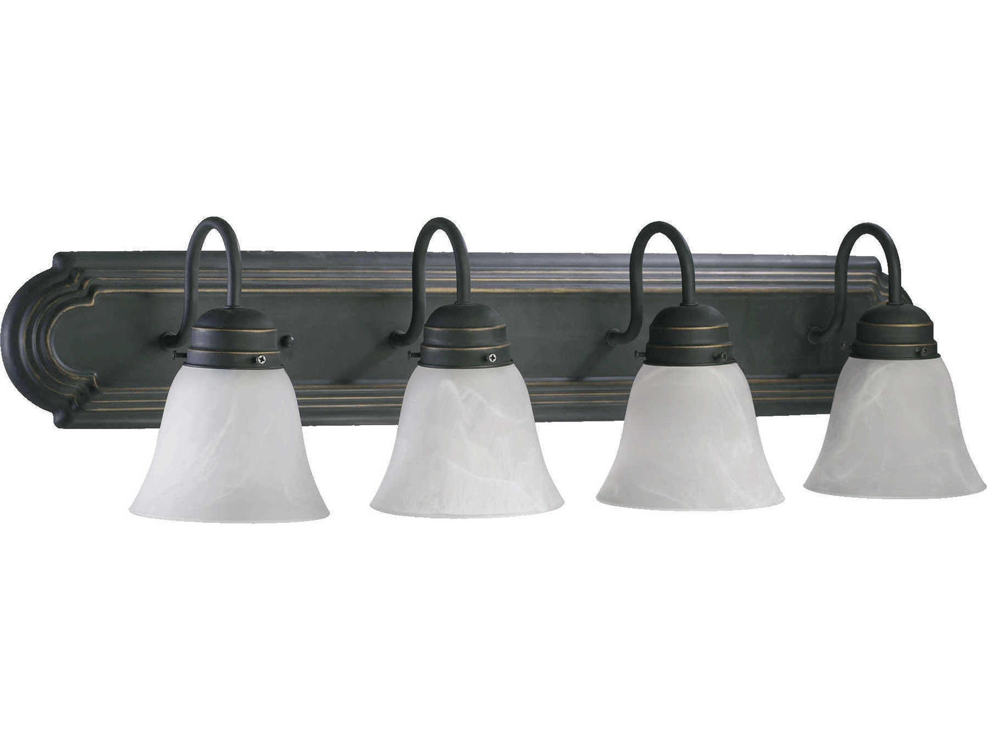4-Light Old World Black Glass Vanity Light