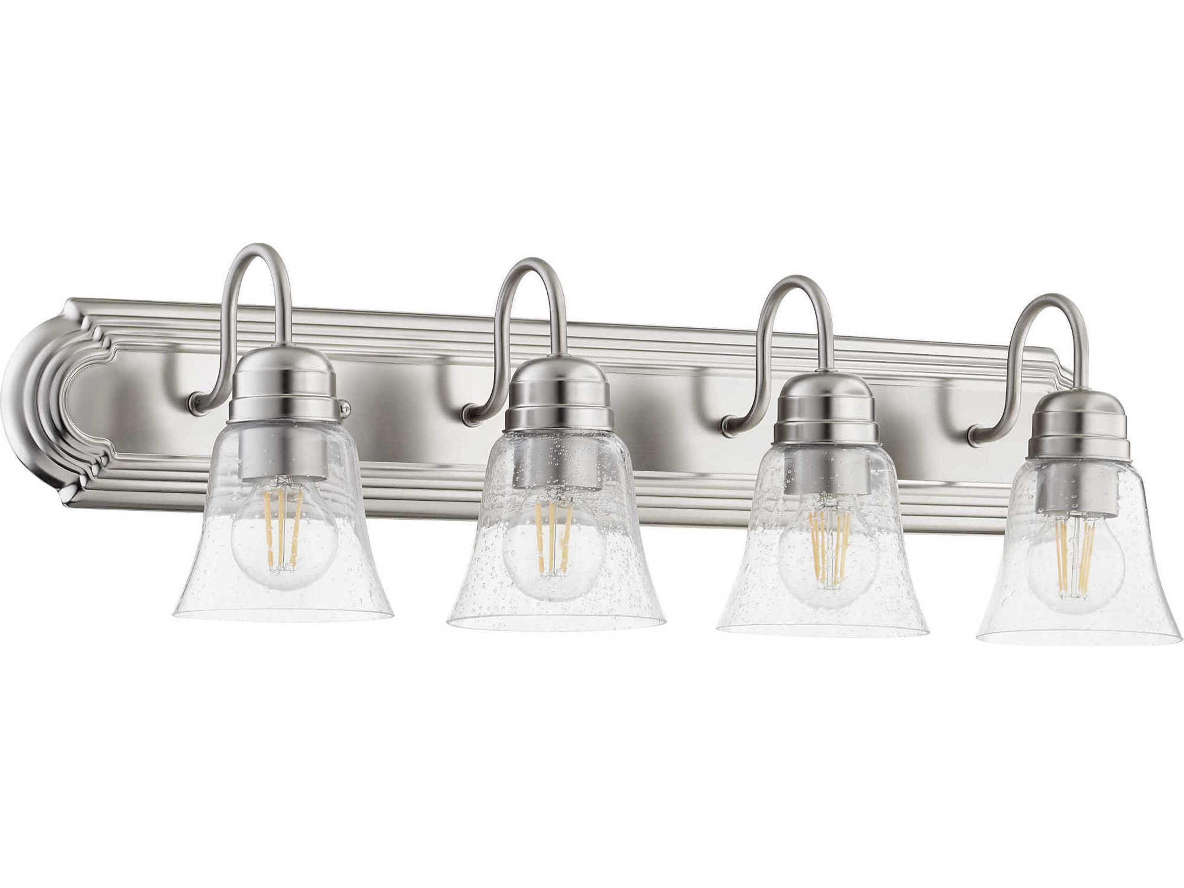 4-Light Satin Nickel With Clear Seeded Glass Vanity Light