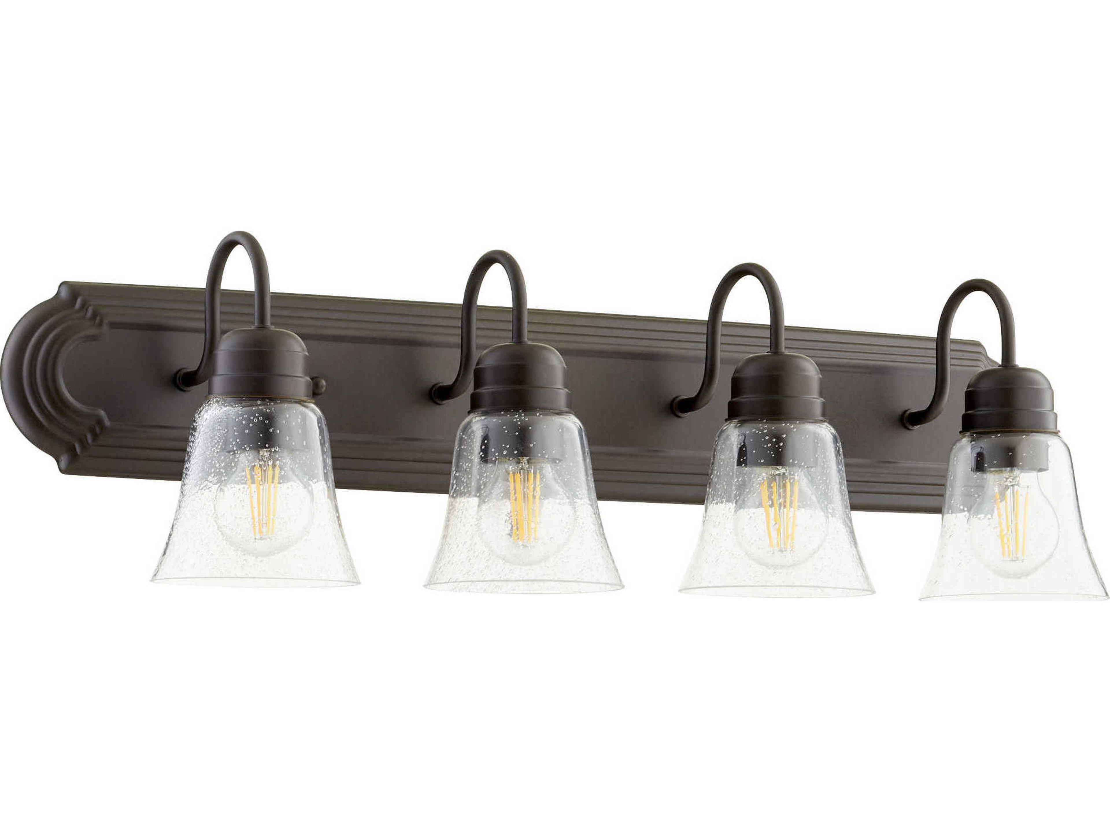 4-Light Oiled Bronze With Clear Seeded Glass Vanity Light