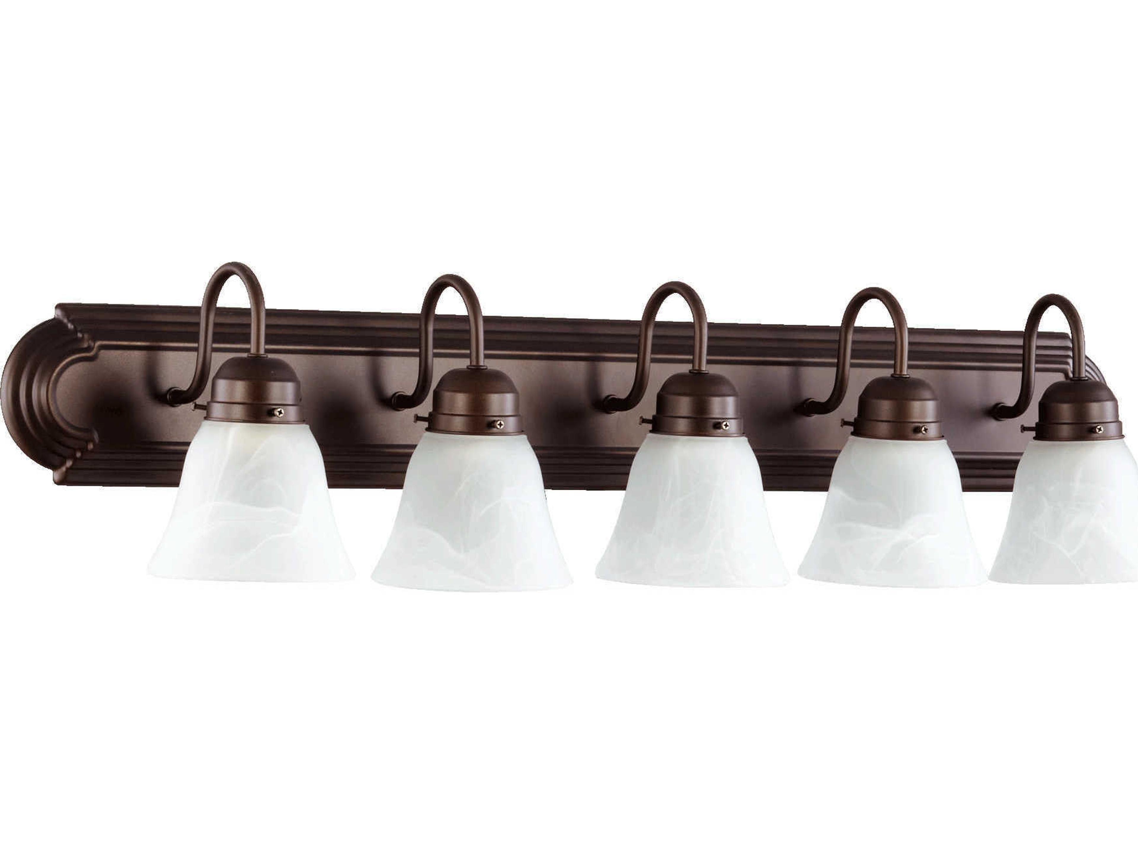 5-Light Oiled Bronze With Faux Alabaster Glass Vanity Light