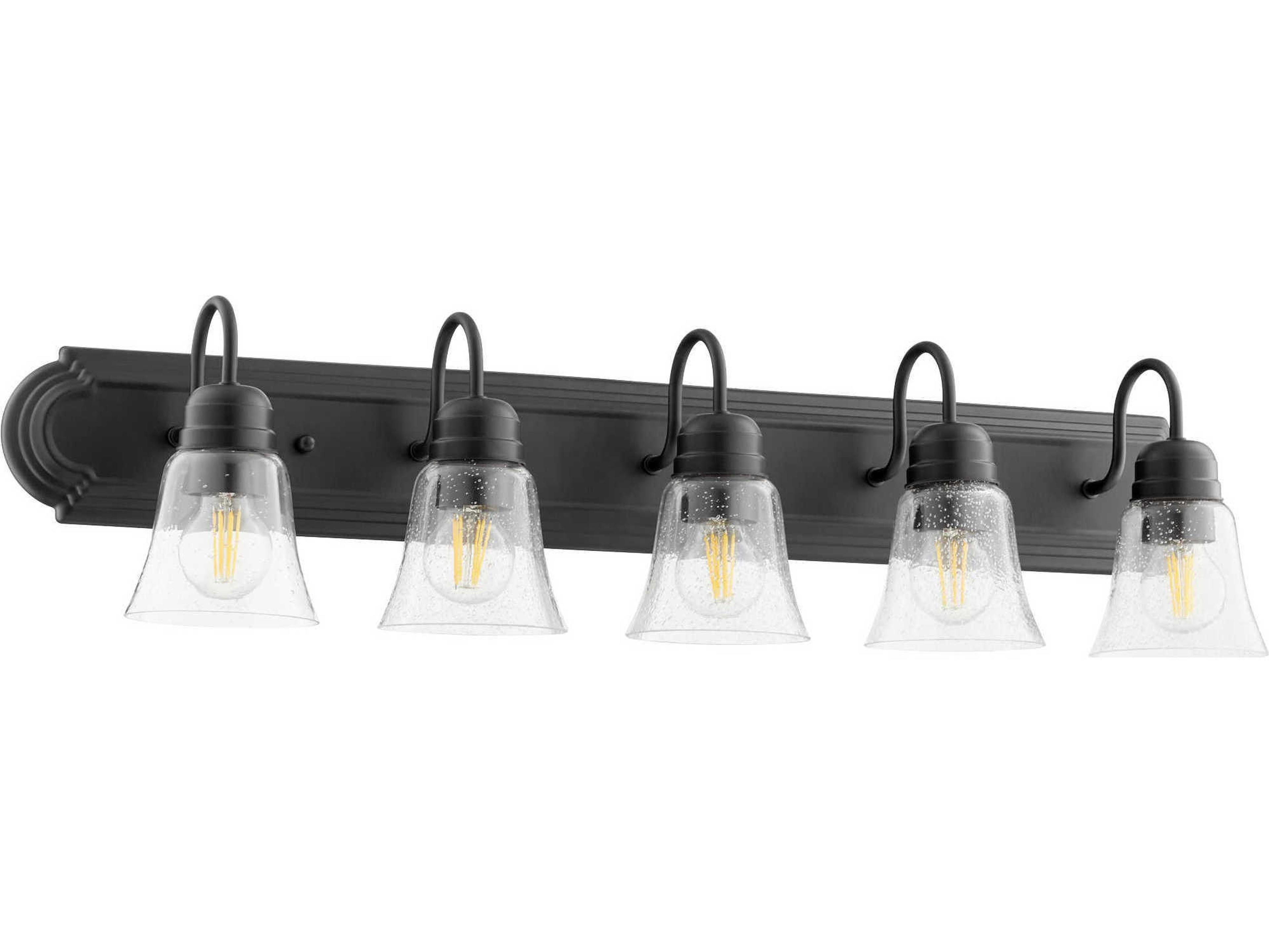 5-Light Noir With Clear Seeded Glass Vanity Light