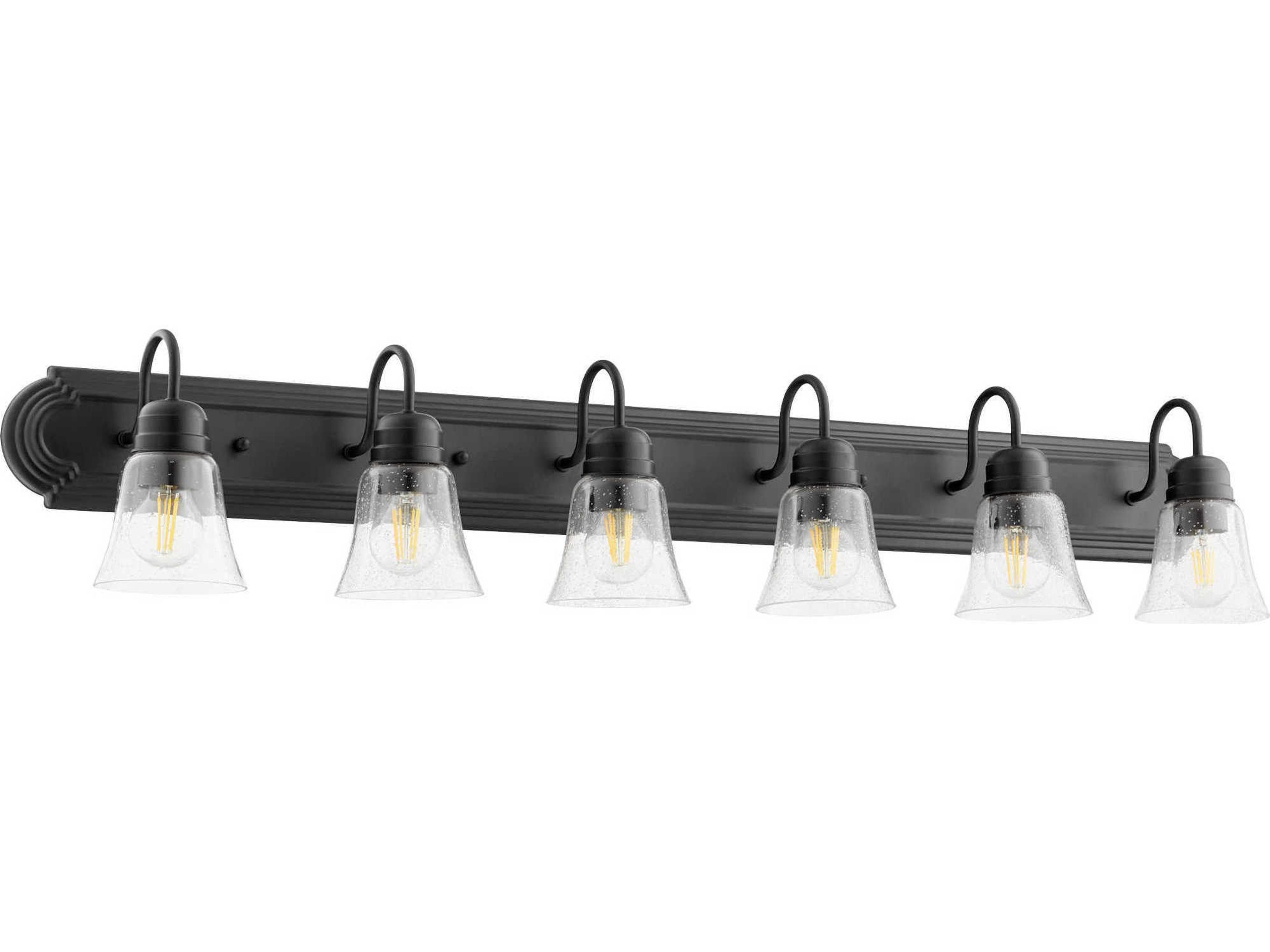 6-Light Noir With Clear Seeded Glass Vanity Light