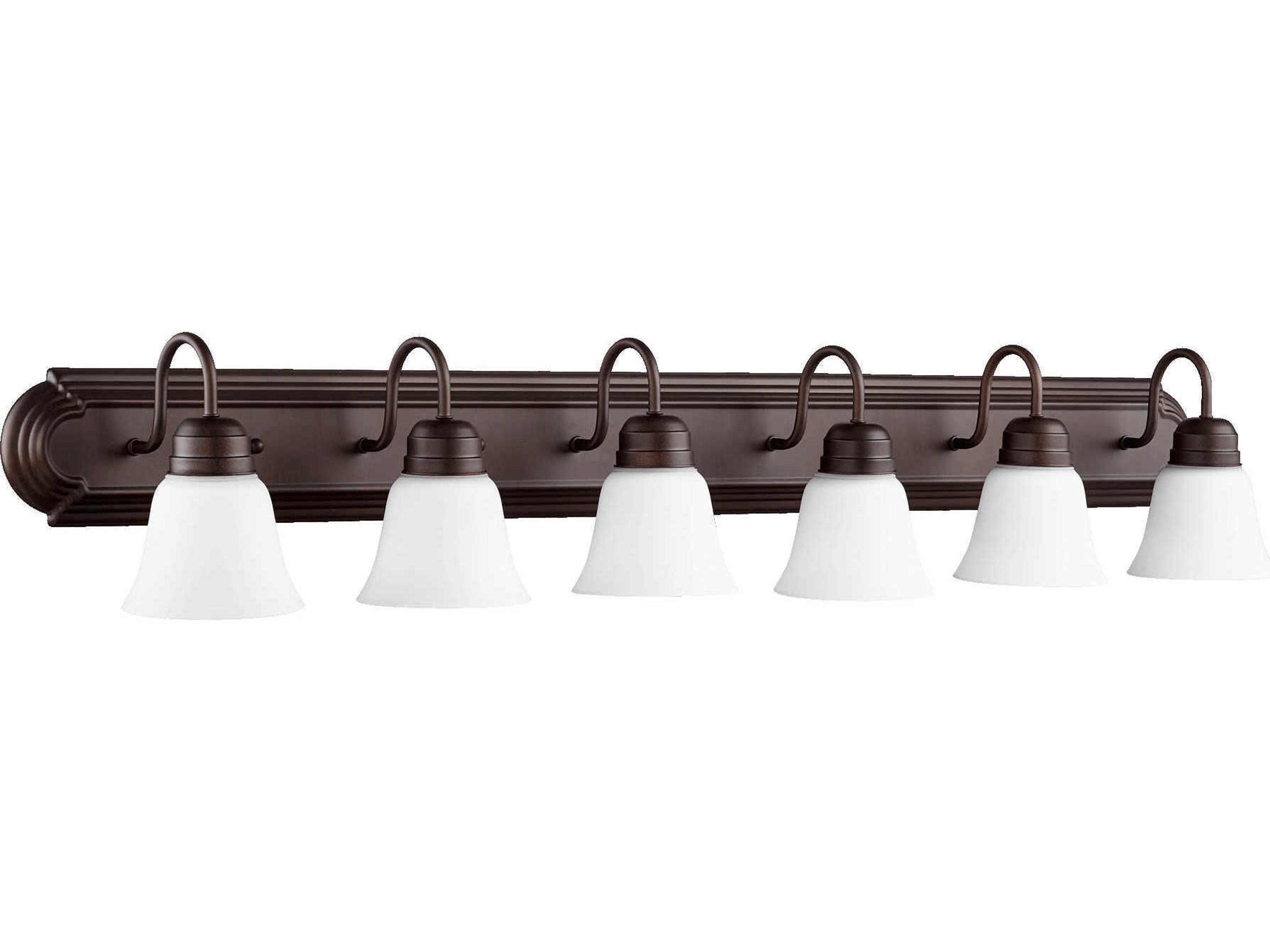 6-Light Oiled Bronze With Satin Opal Glass Vanity Light
