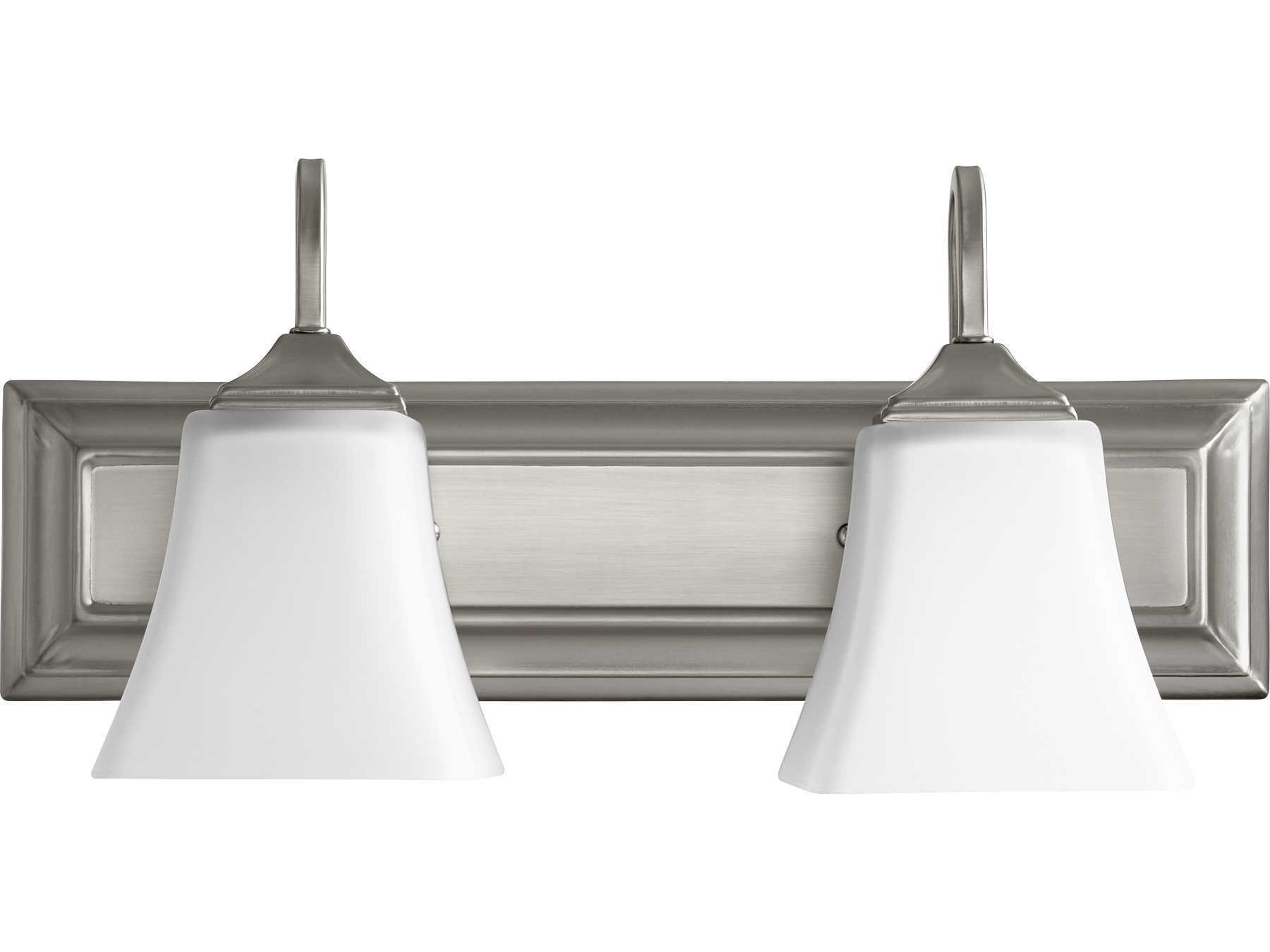 2-Light Satin Nickel With Opal Glass Vanity Light