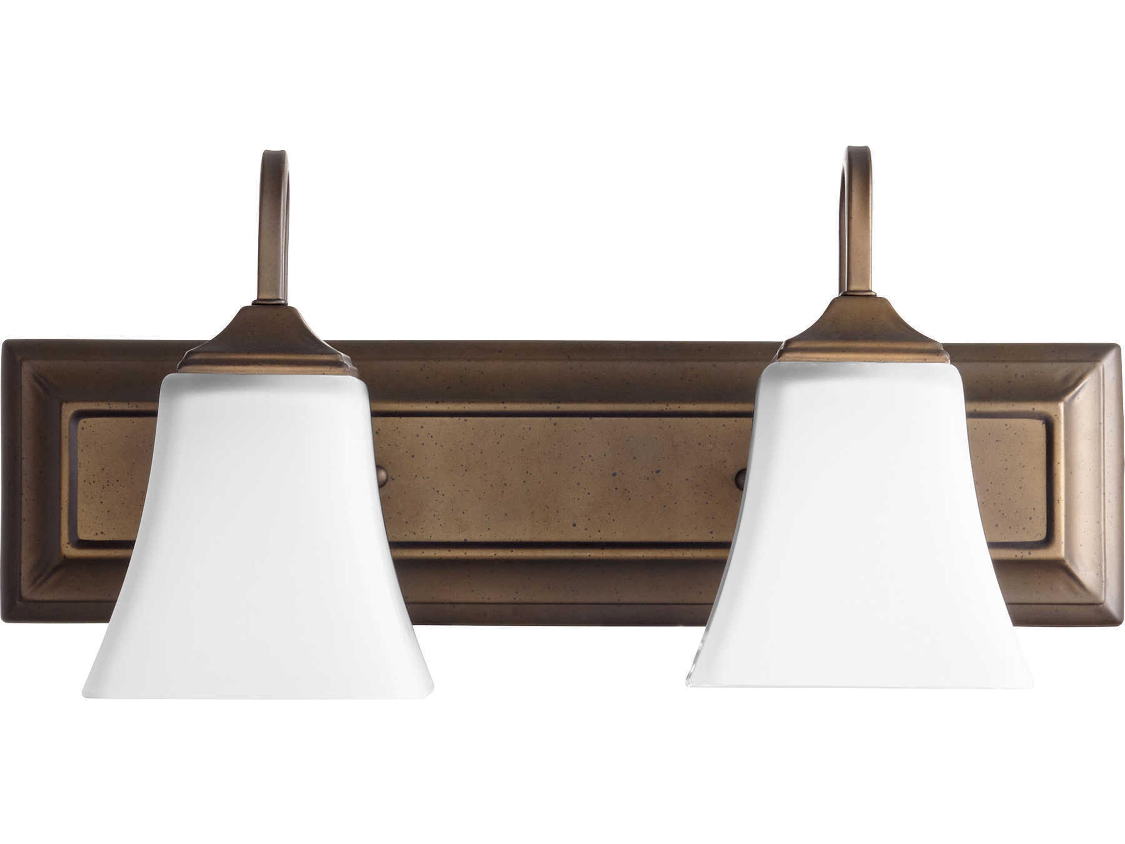 2-Light Oiled Bronze With Satin Opal Glass Vanity Light
