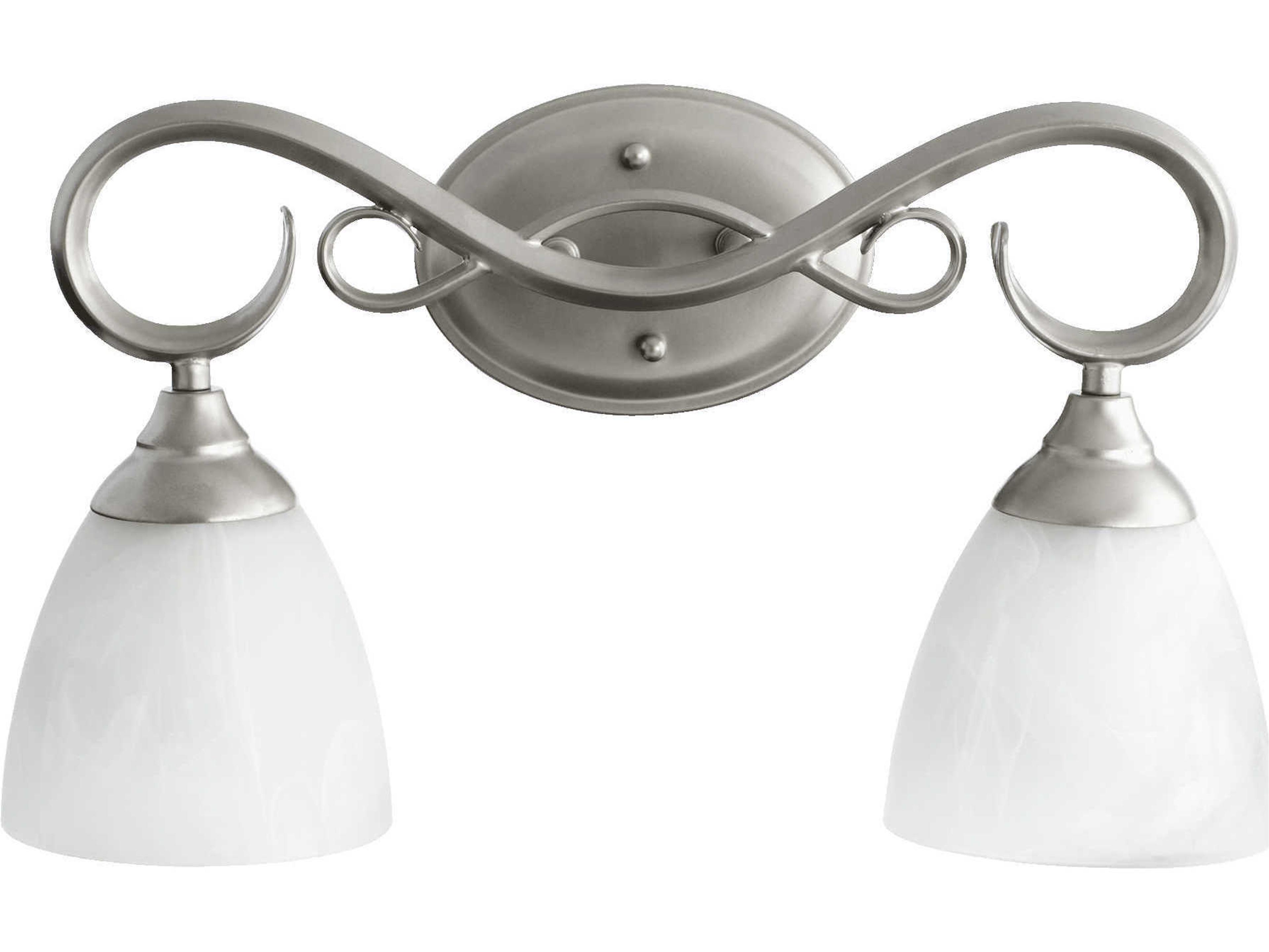 Powell 2-Light Classic Nickel Glass Vanity Light