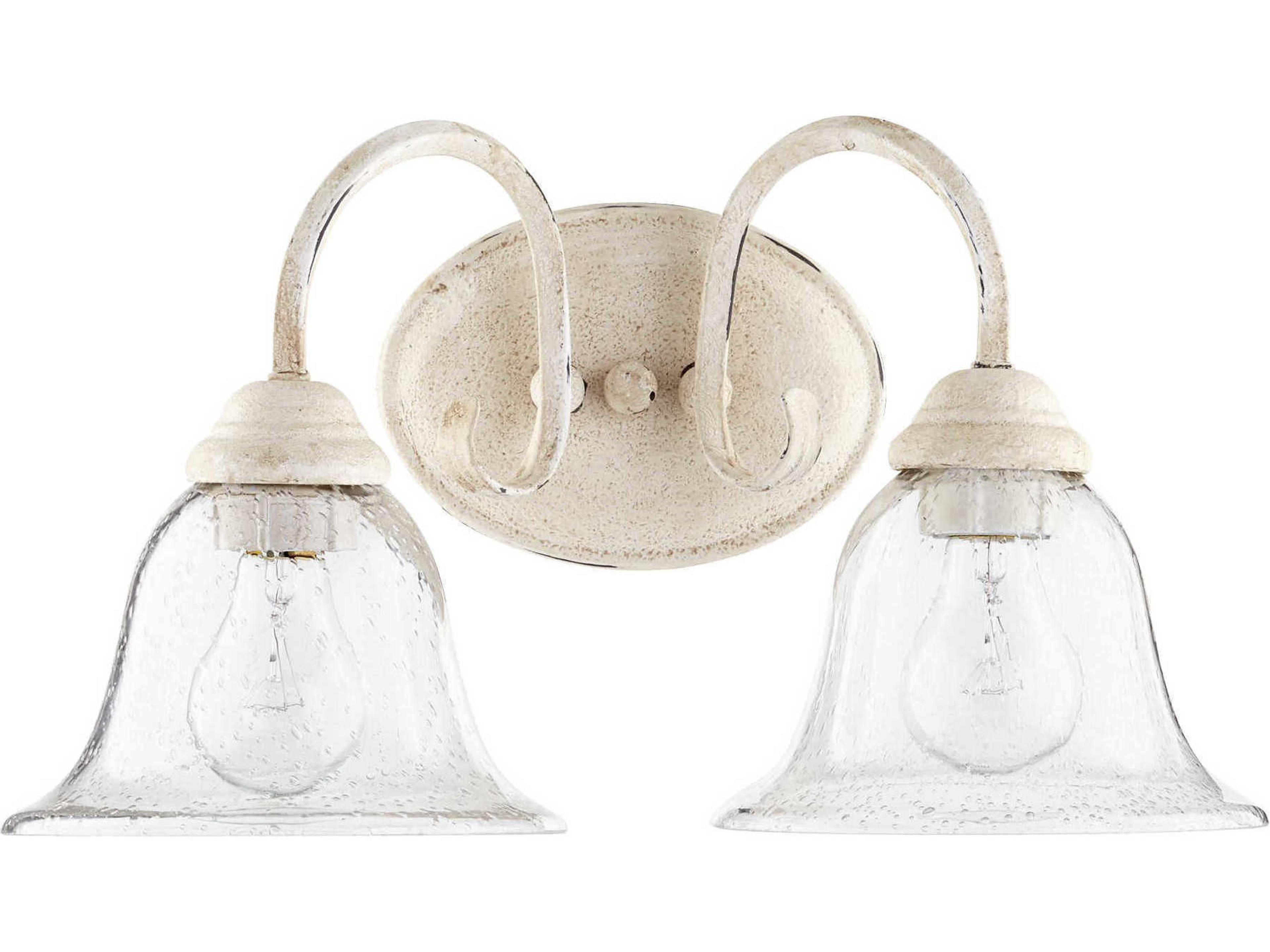 Spencer 2-Light Persian White With Clear Seeded Glass Vanity Light