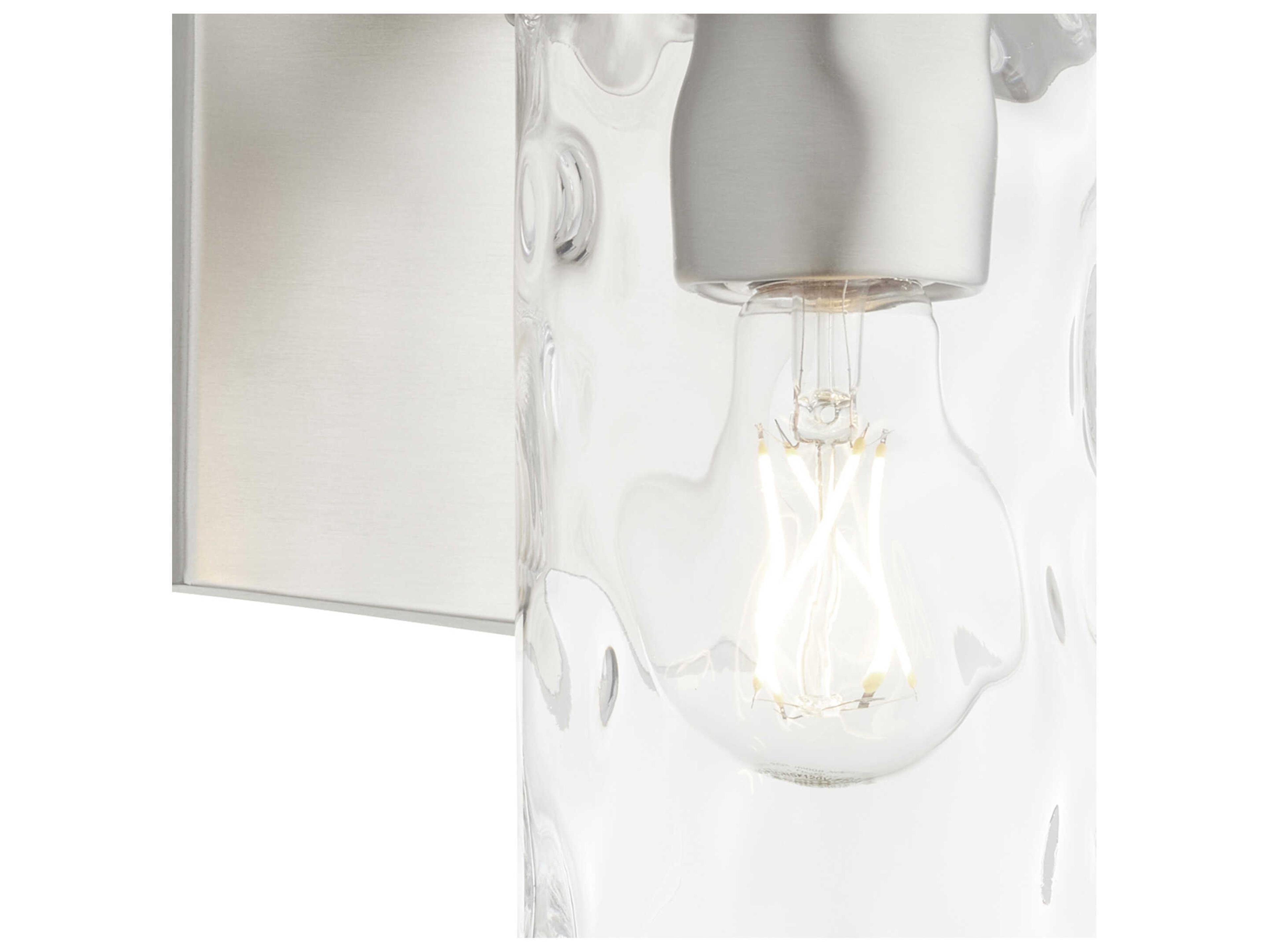 Quorum Steinway 1-Light Satin Nickel Glass Wall Sconce