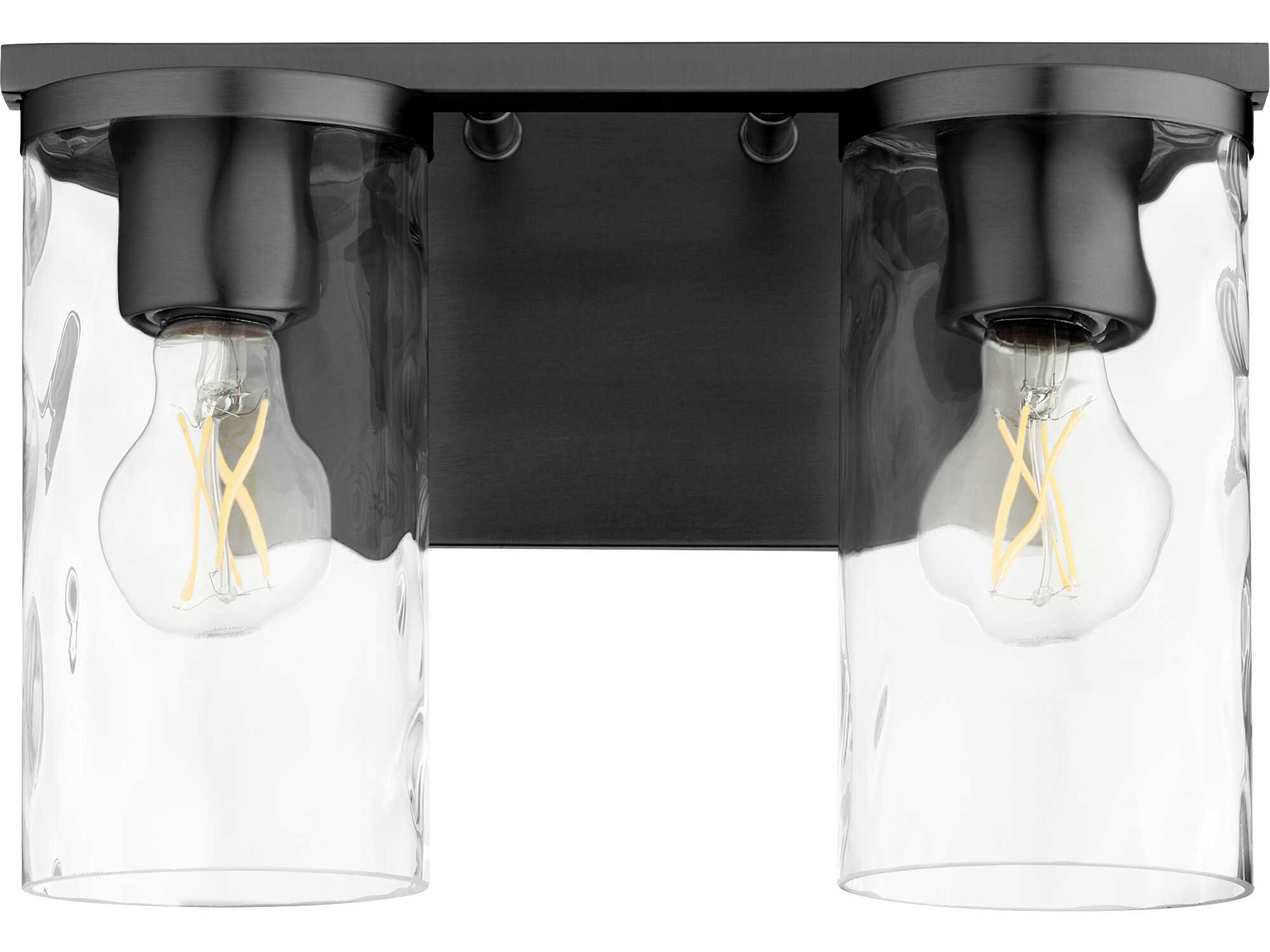 Steinway 2-Light Matte Black Glass Vanity Light