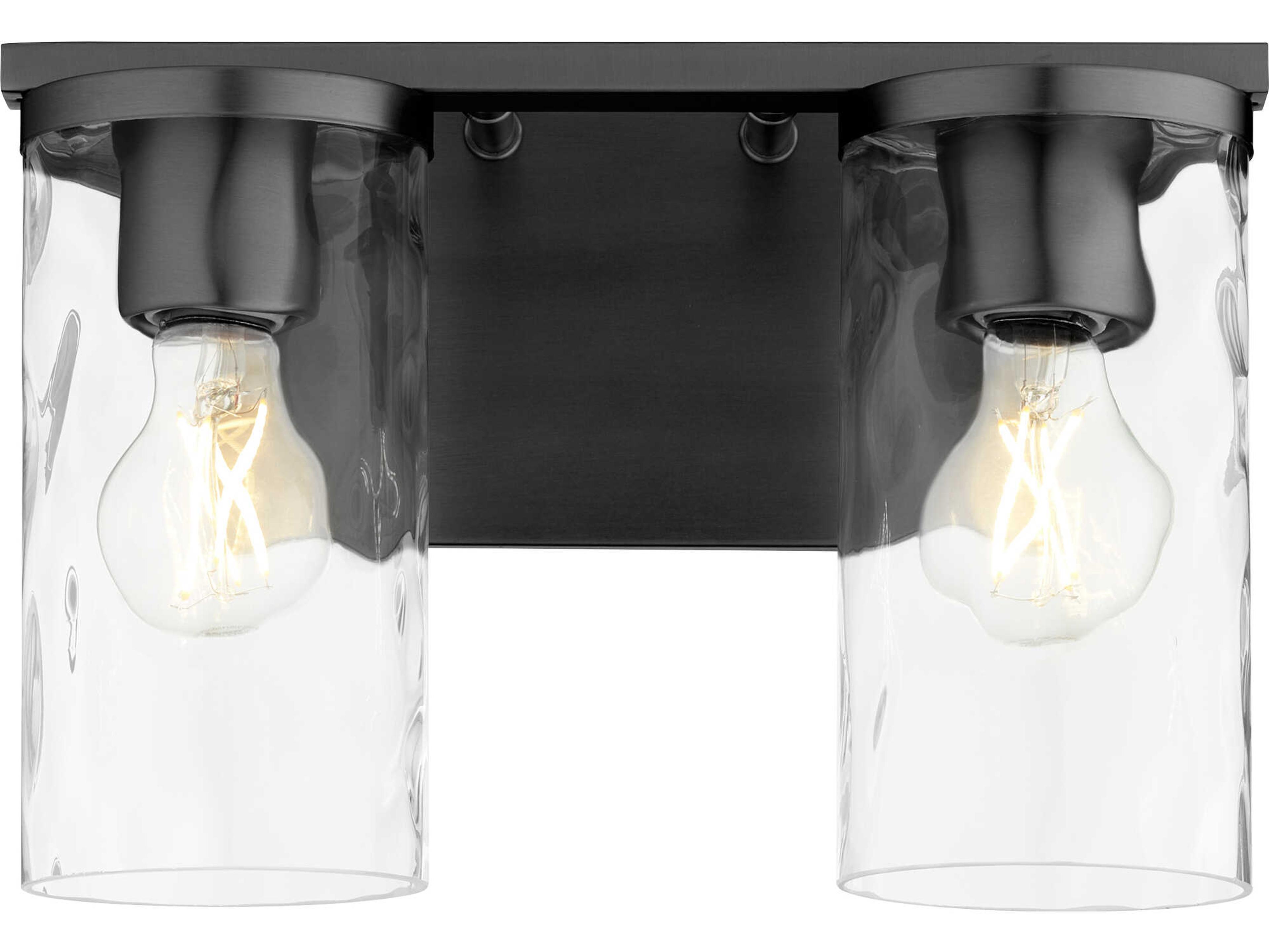 Quorum Steinway 2-Light Matte Black Glass Vanity Light