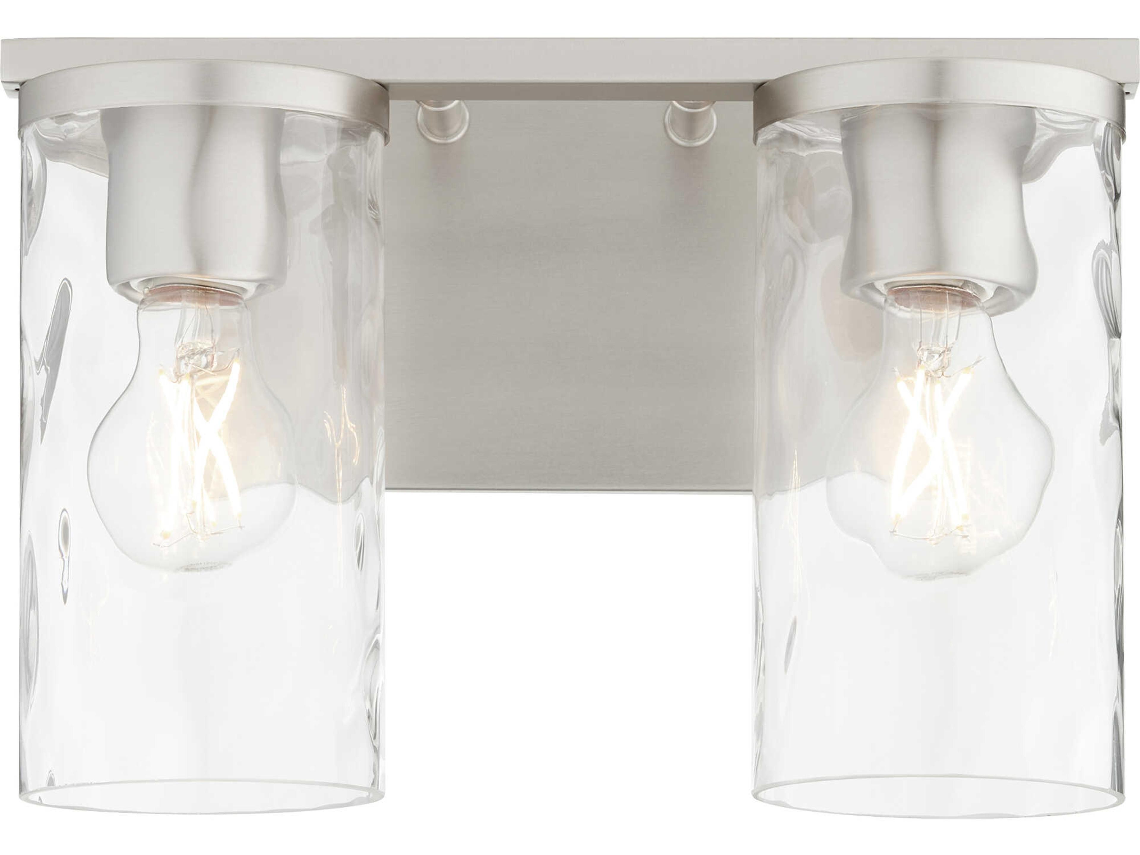 Quorum Steinway 2-Light Satin Nickel Glass Vanity Light