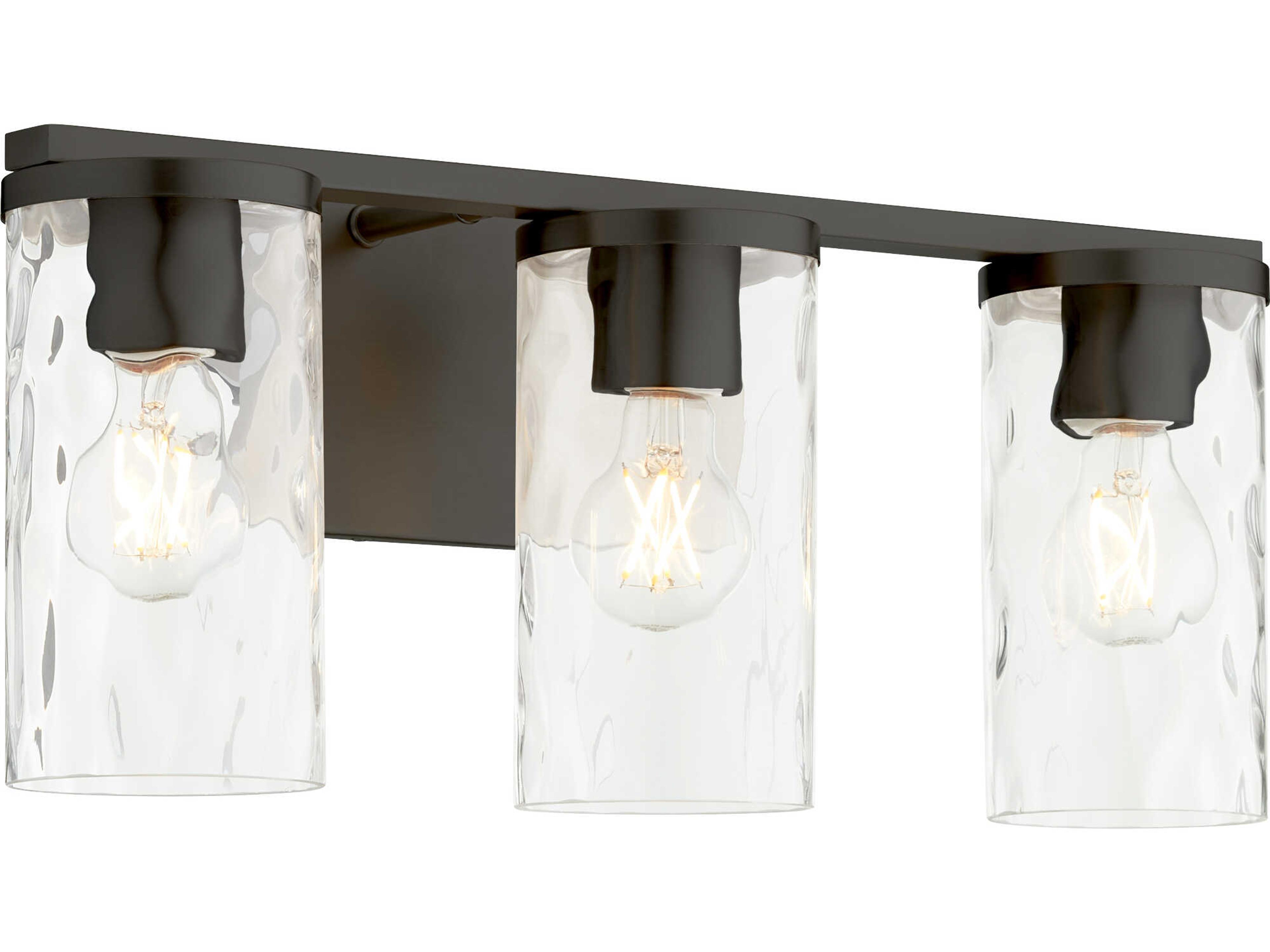 Quorum Steinway 3-Light Matte Black Glass Vanity Light