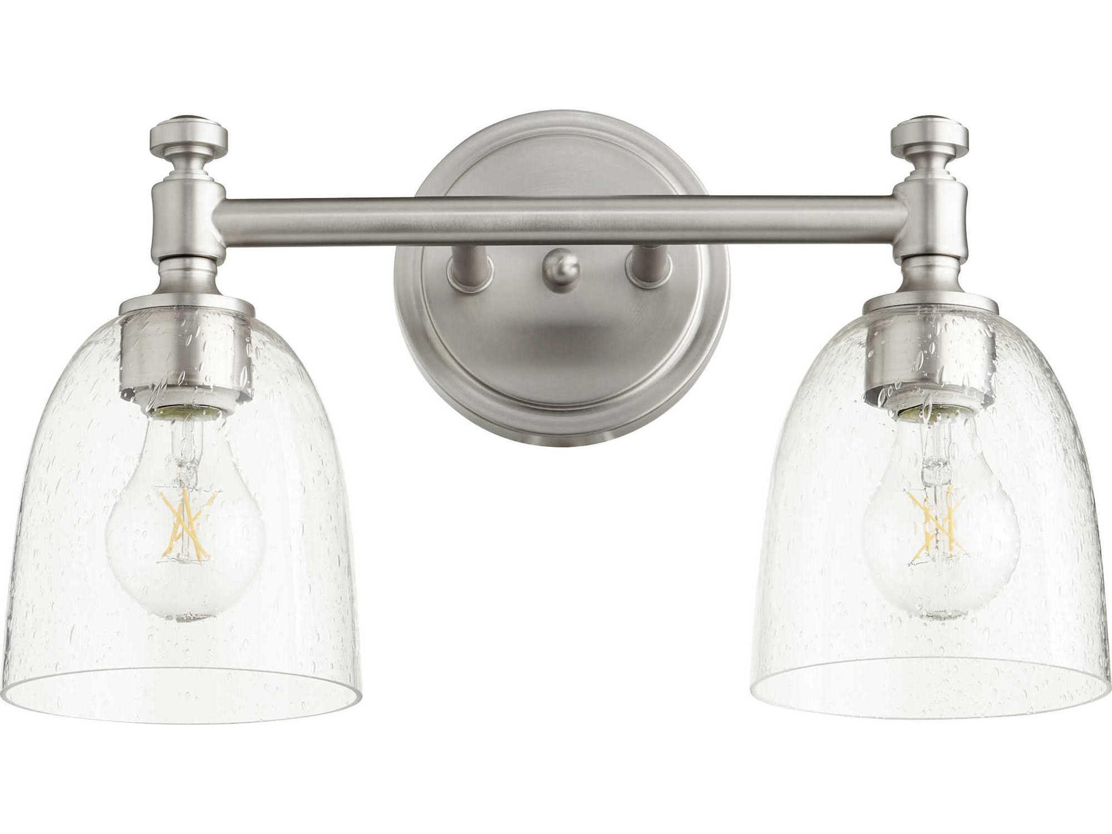 Rossington 2-Light Satin Nickel With Clear Seeded Glass Vanity Light