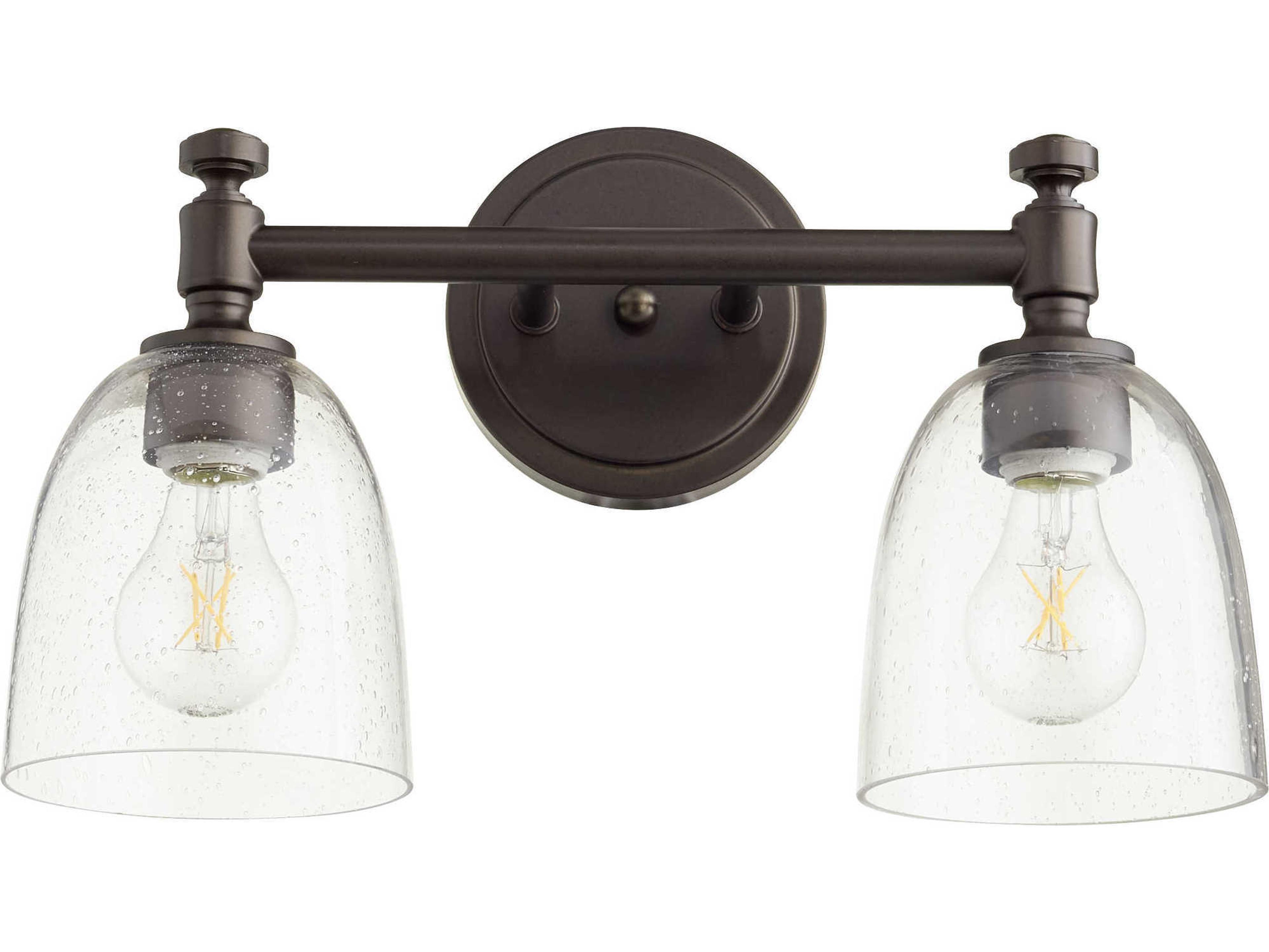 Rossington 2-Light Oiled Bronze With Clear Seeded Glass Vanity Light