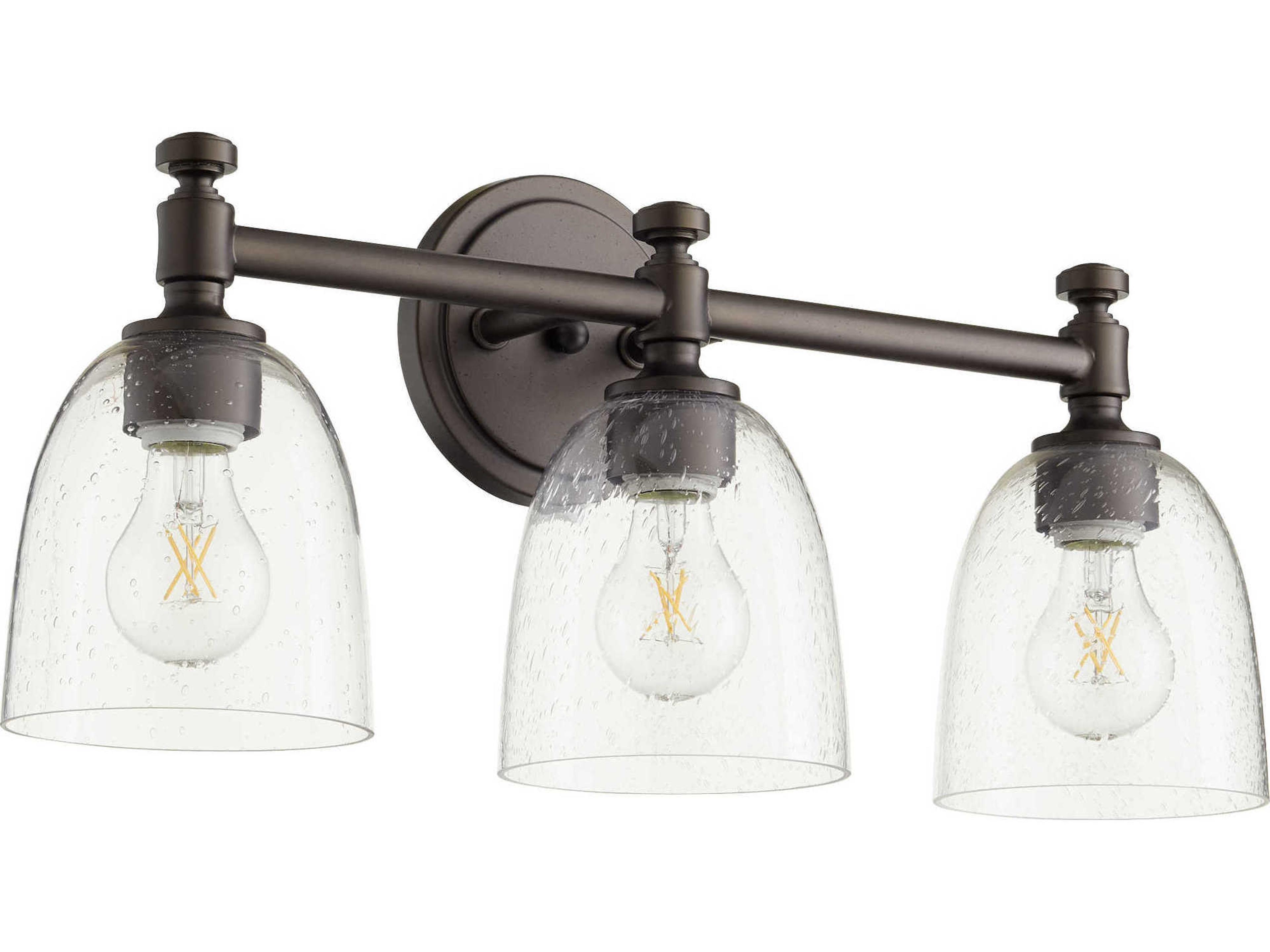 Rossington 3-Light Oiled Bronze With Clear Seeded Glass Vanity Light