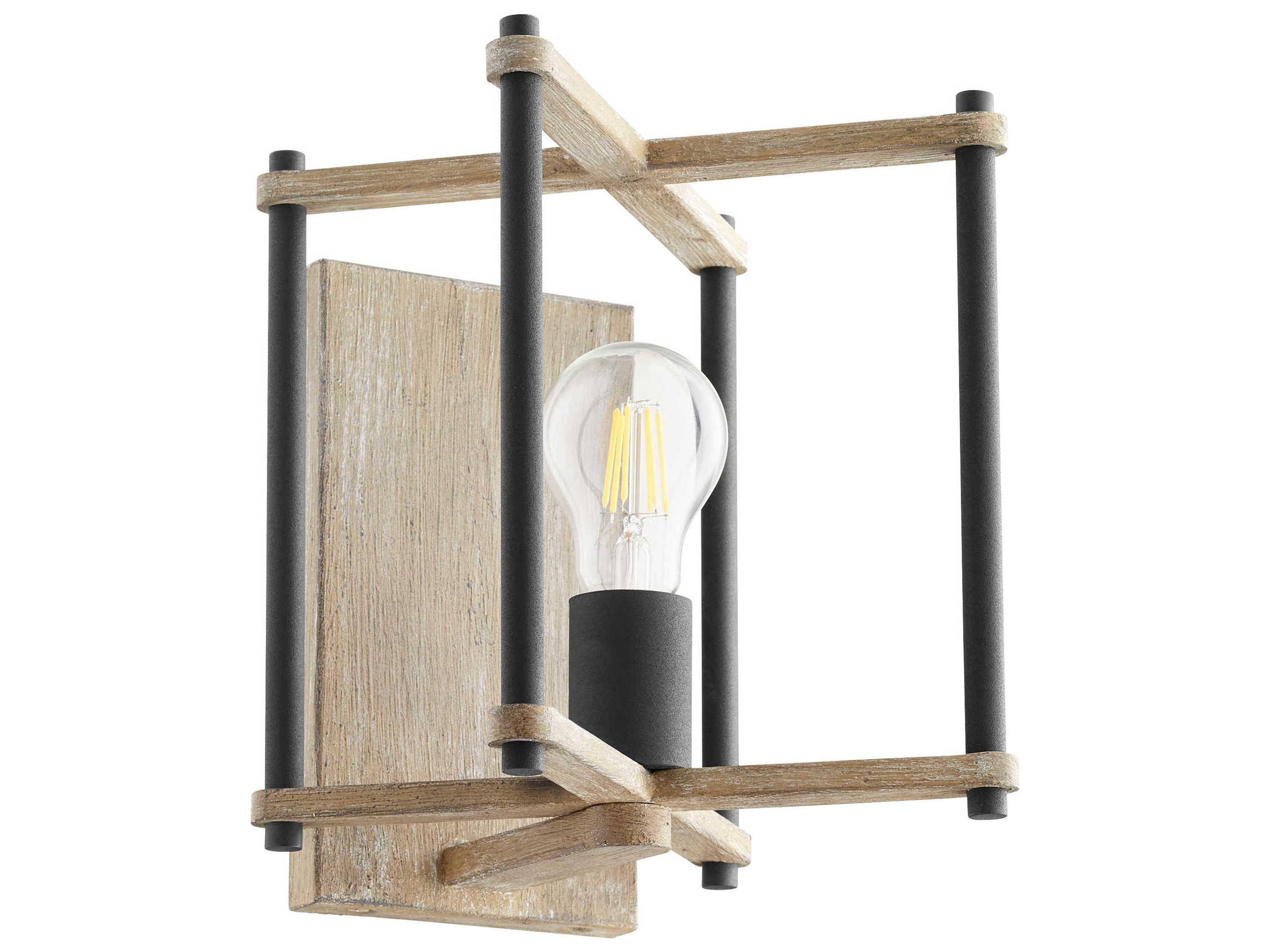 Silva 1-Light Noir With Weathered Oak Black Wall Sconce