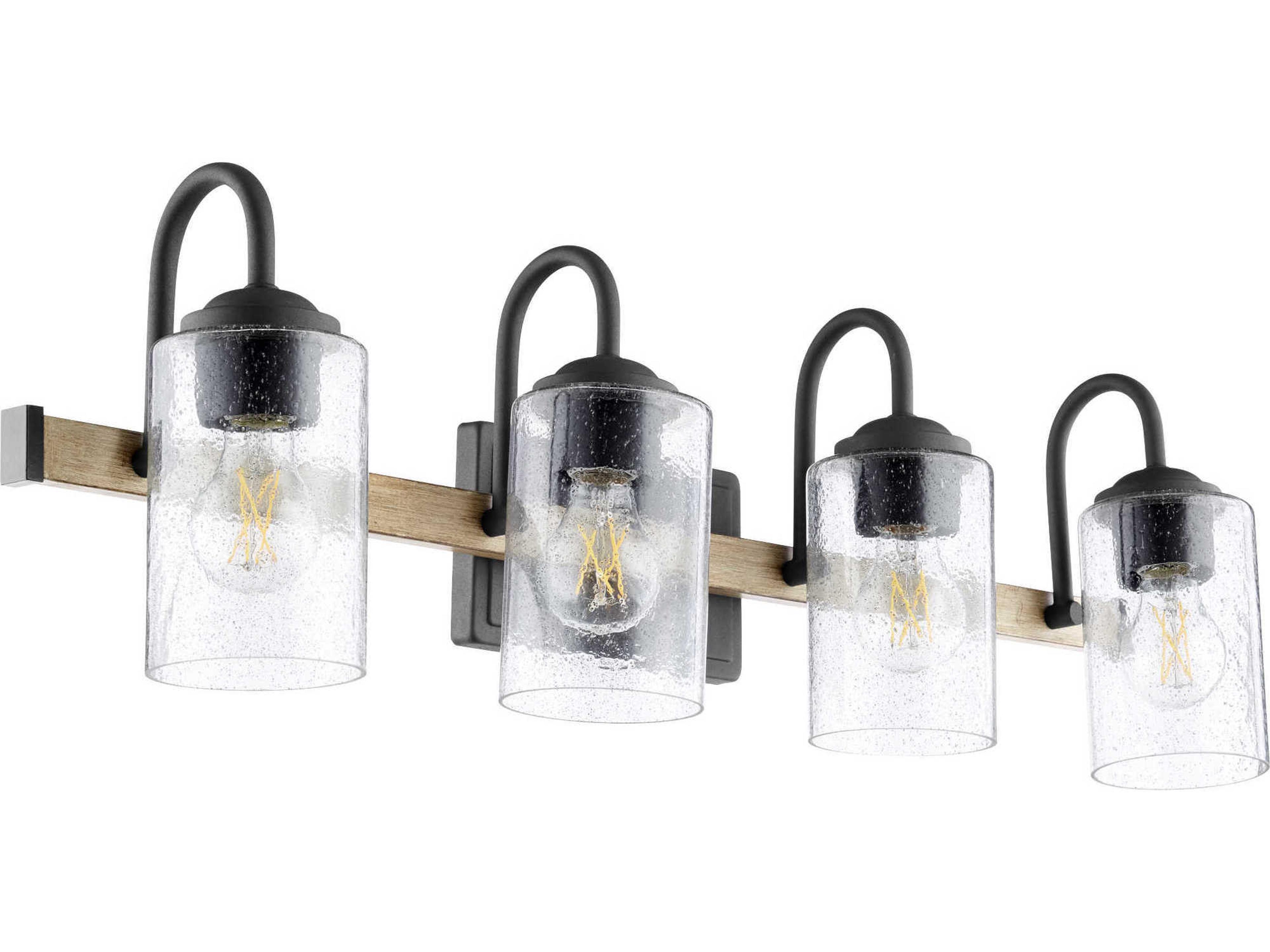 4-Light Noir With Driftwood Black Glass Vanity Light