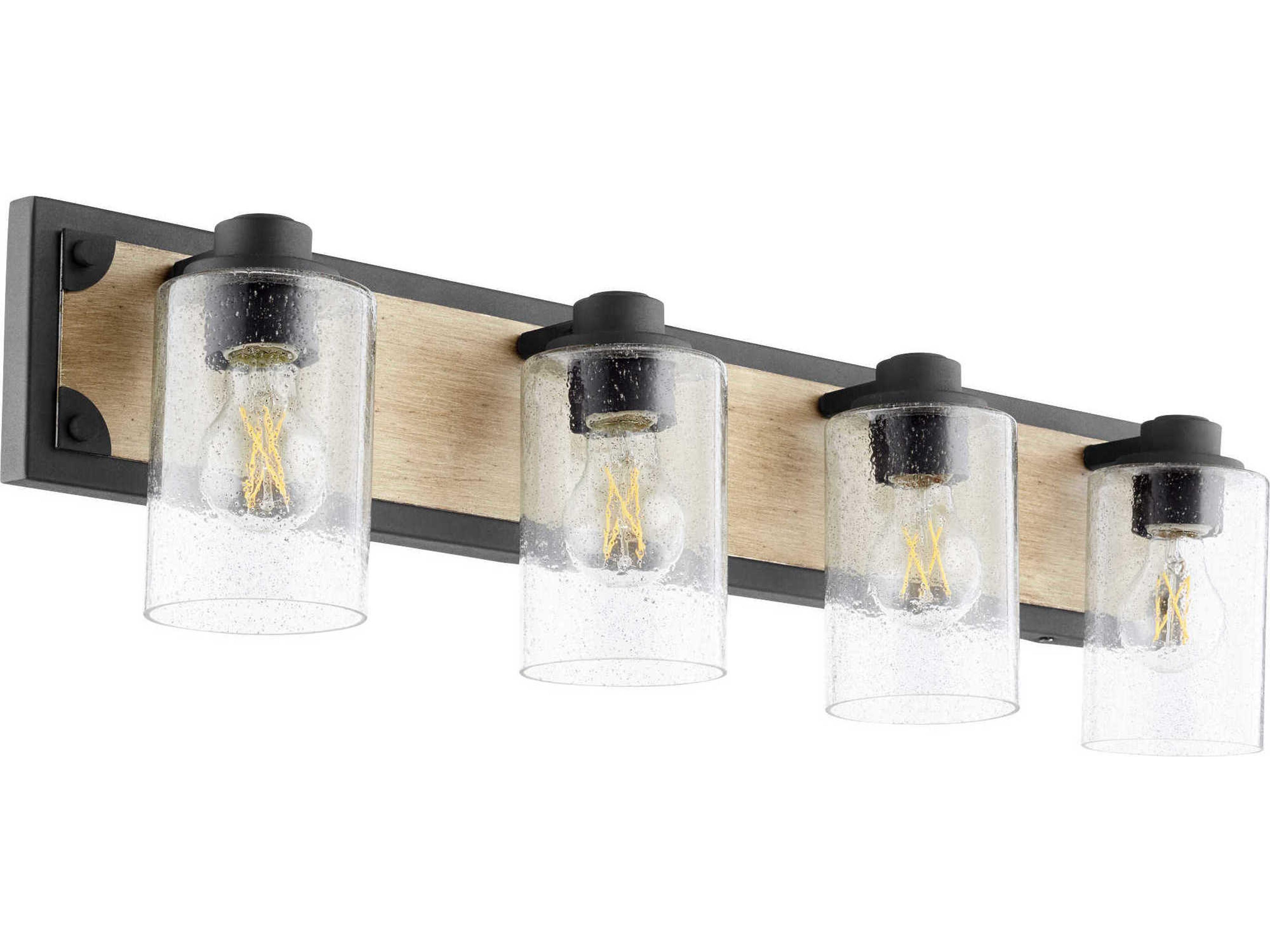 4-Light Noir With Driftwood Black Glass Vanity Light