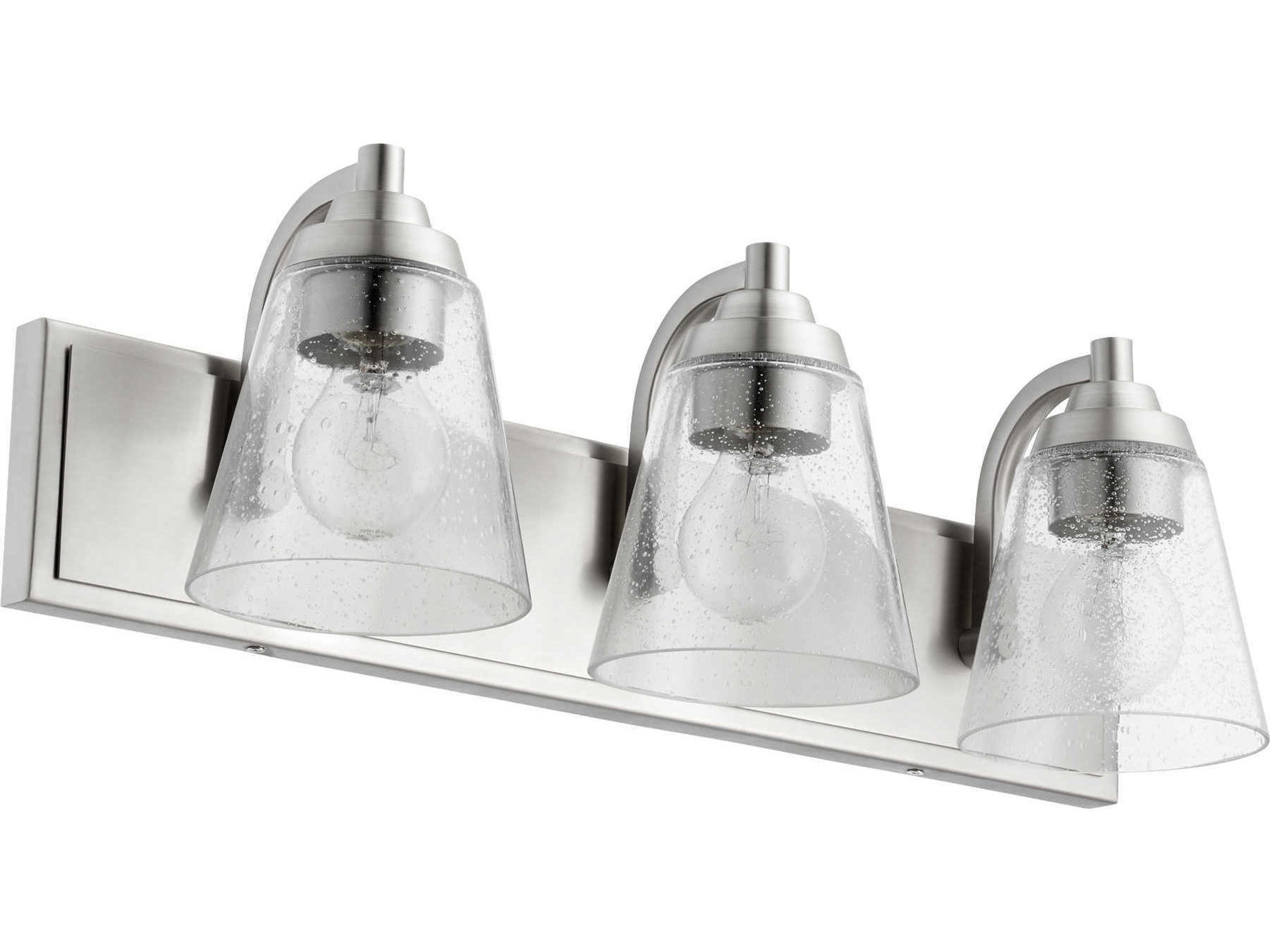 3-Light Satin Nickel Glass Vanity Light