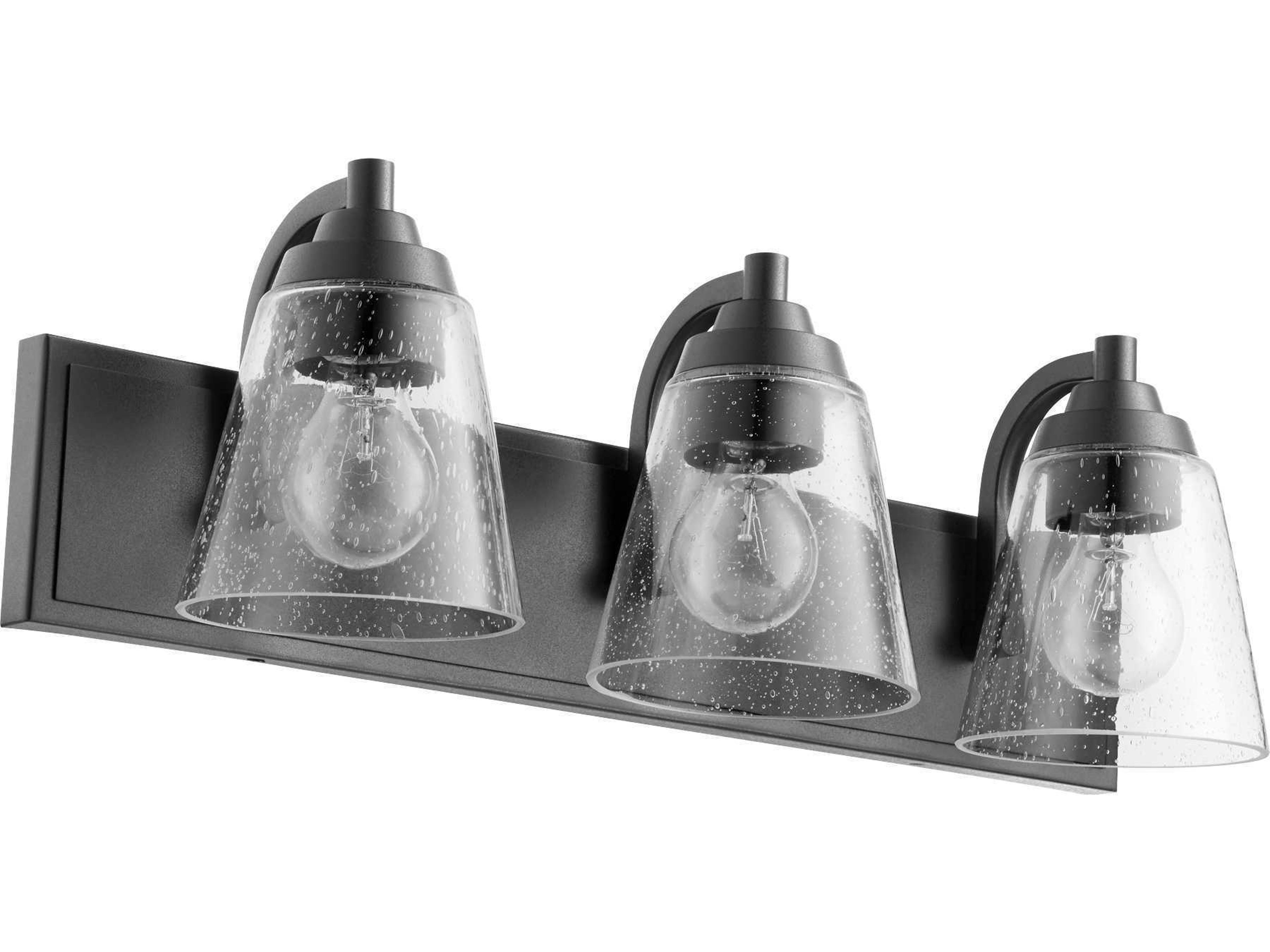 3-Light Noir Black Glass Vanity Light